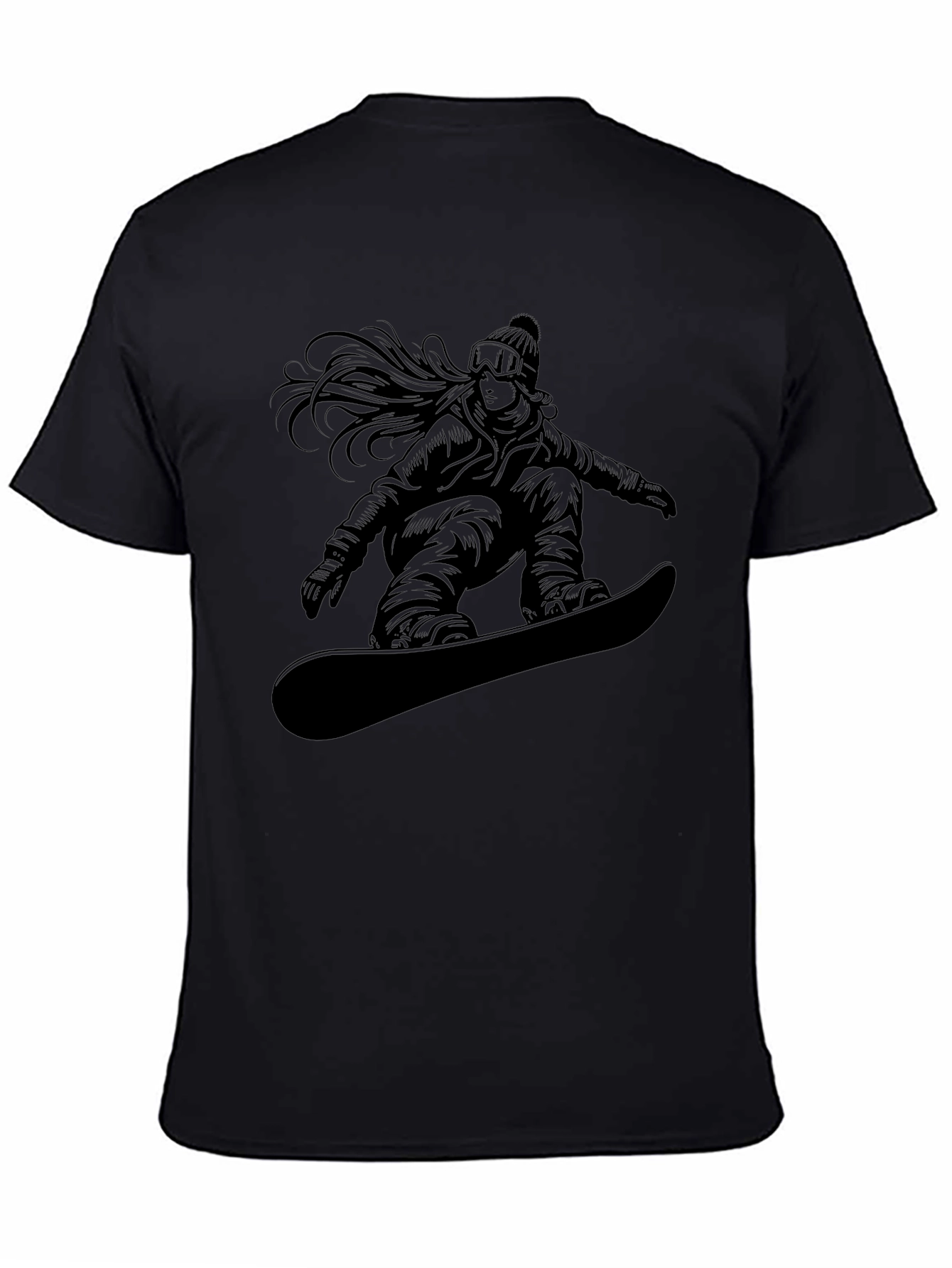 Black T-Shirt with Snowboarder Graphic