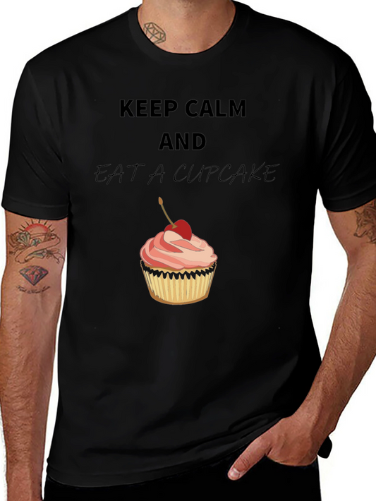 Keep Calm & Eat a Cupcake Black Graphic Tee