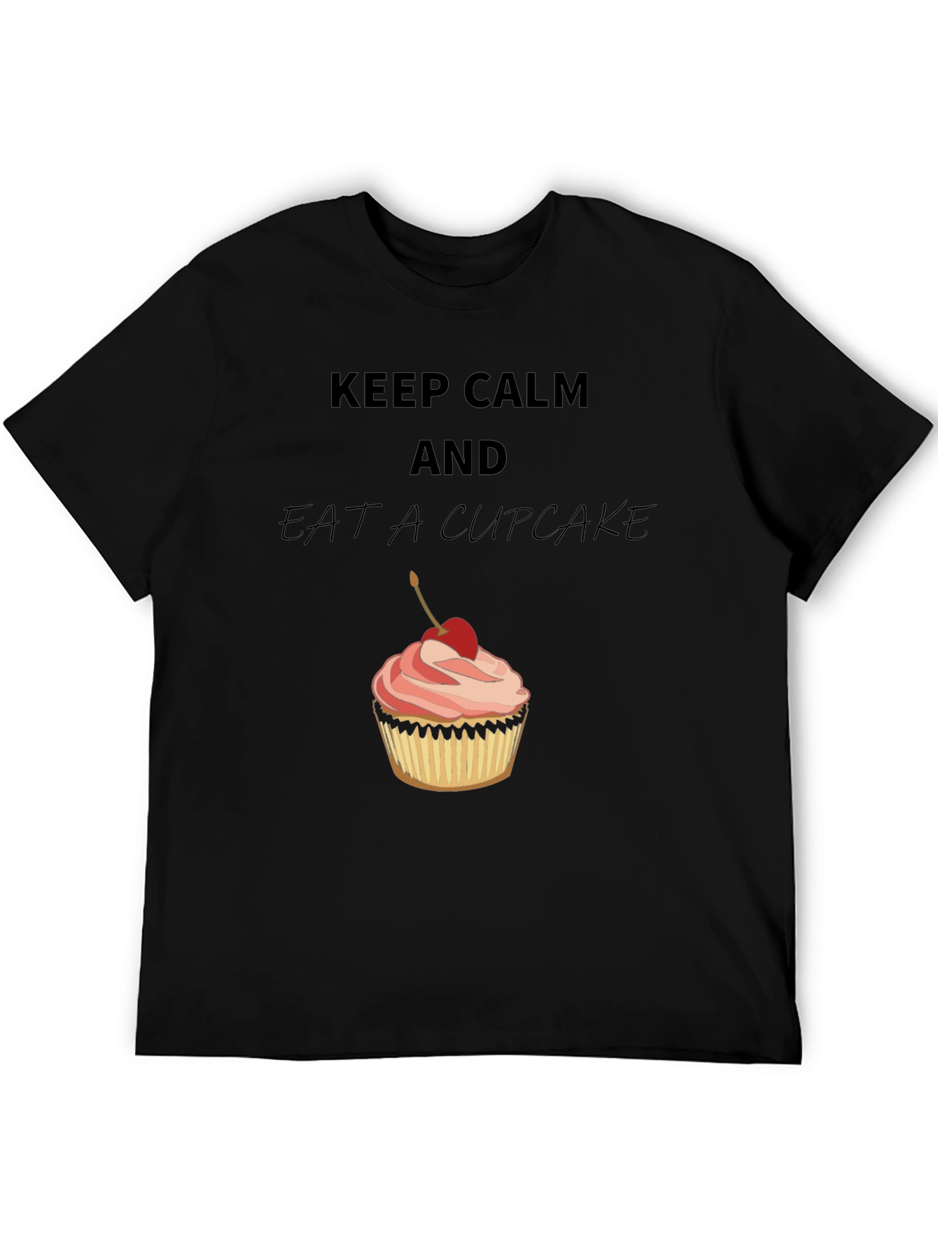 Keep Calm & Eat a Cupcake Black Graphic Tee