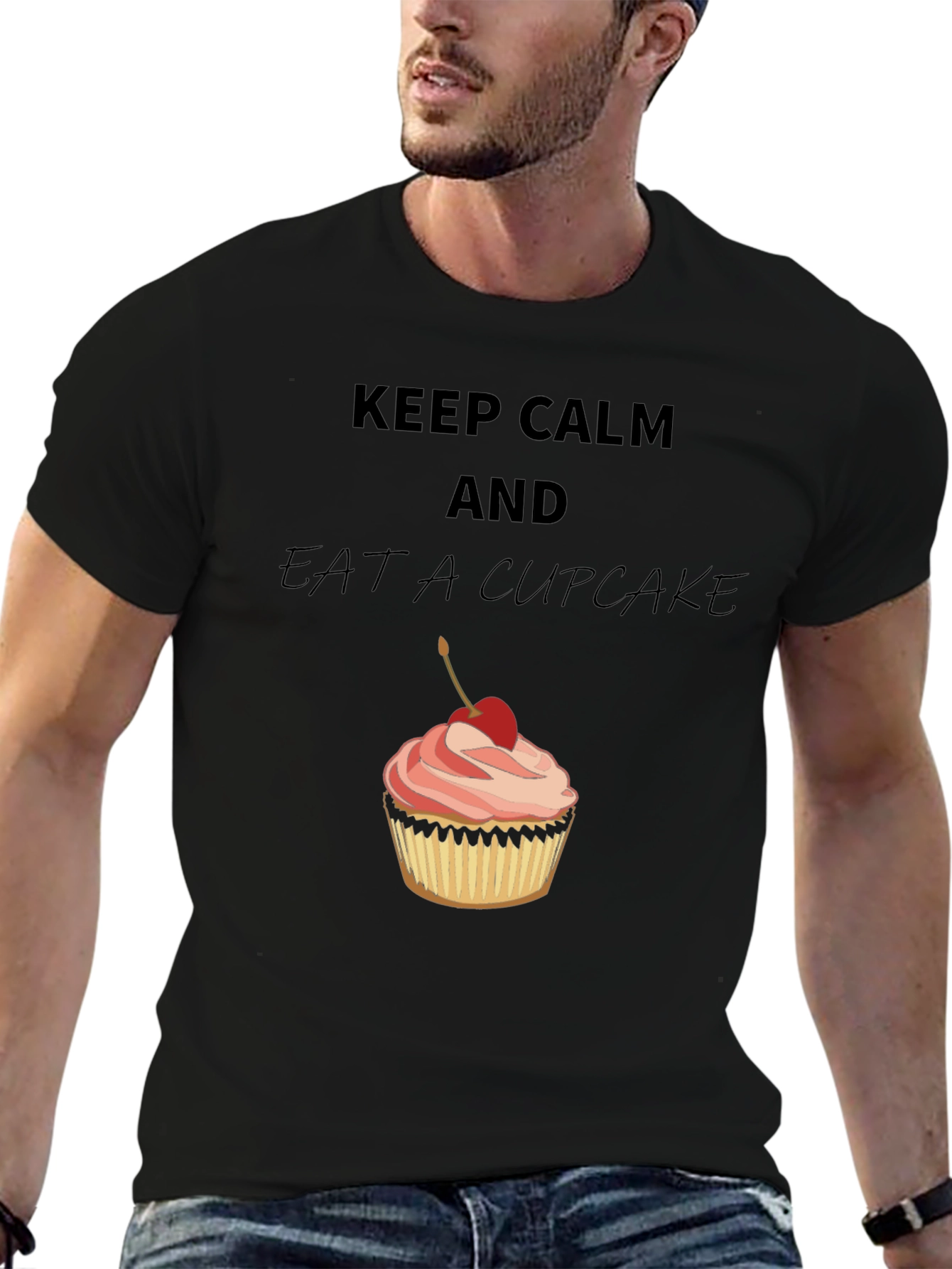 Keep Calm & Eat a Cupcake Black Graphic Tee