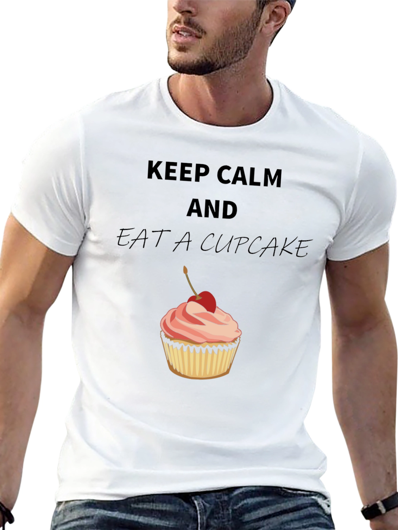 Keep Calm & Eat a Cupcake Black Graphic Tee