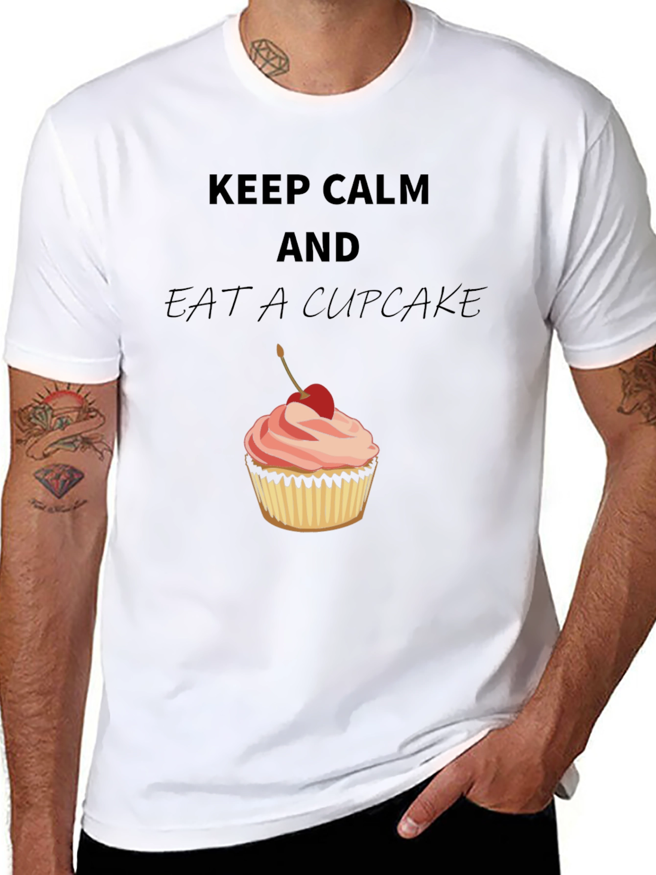 Keep Calm & Eat a Cupcake Black Graphic Tee