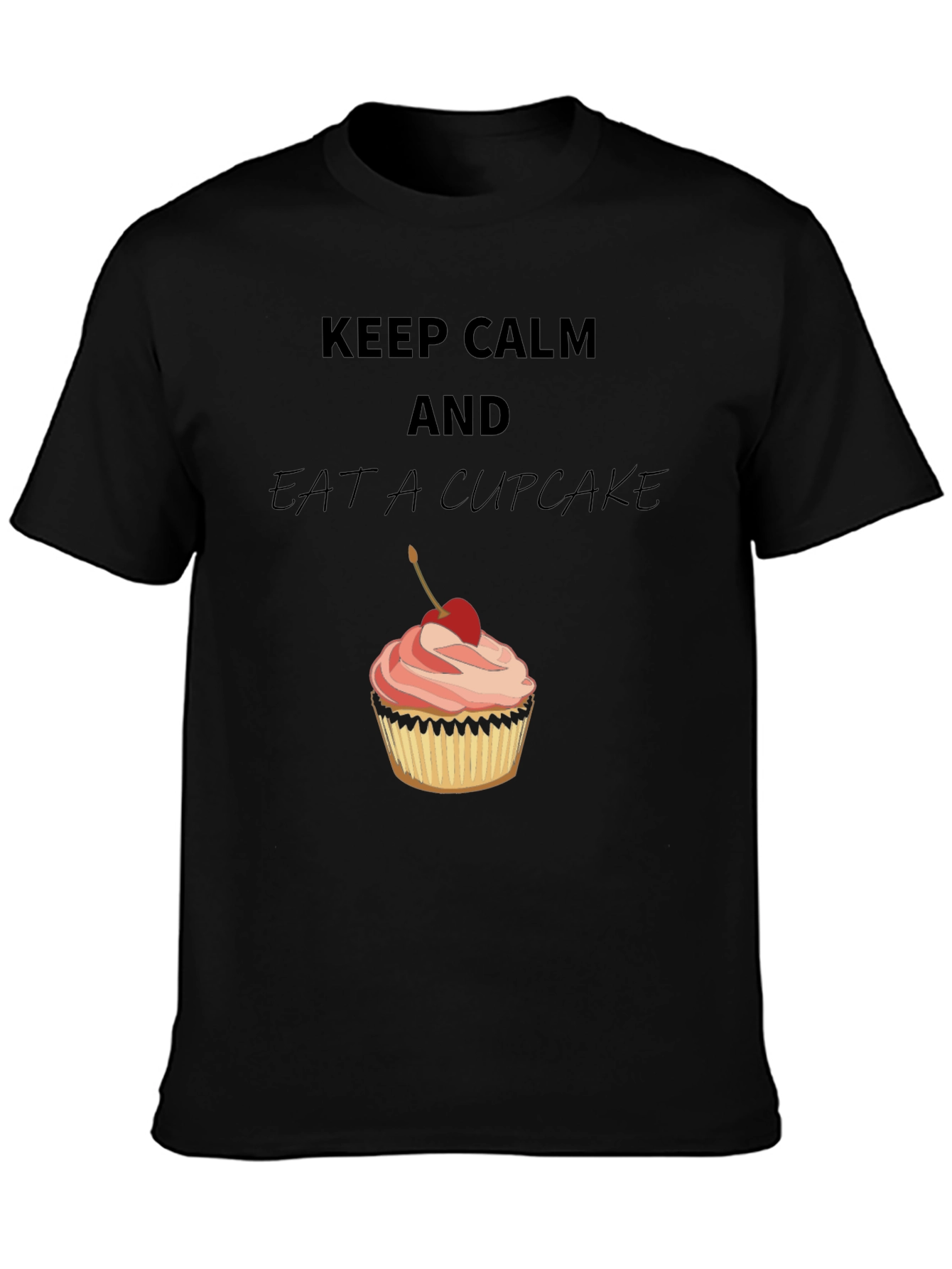 Keep Calm & Eat a Cupcake Black Graphic Tee