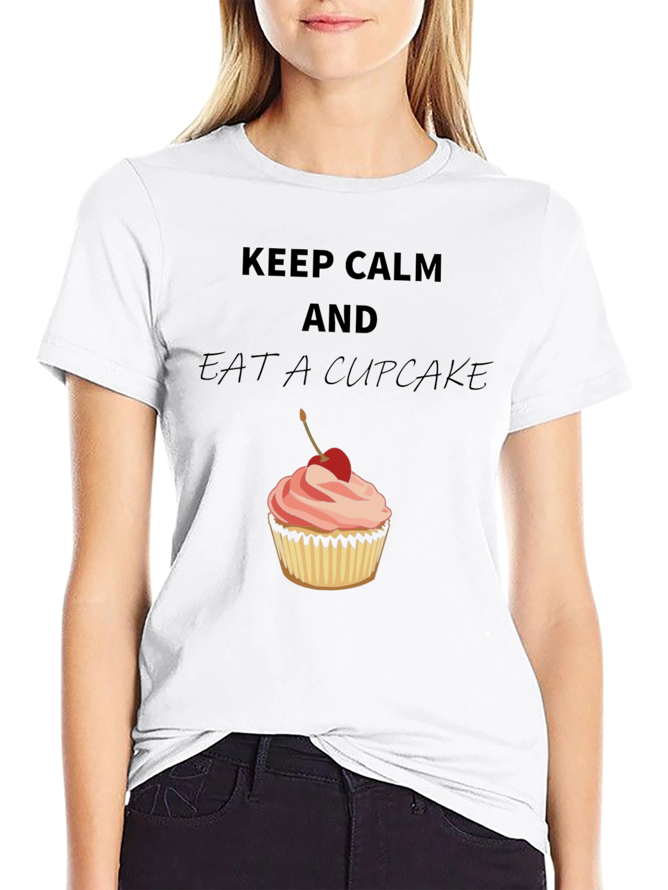 Keep Calm & Eat a Cupcake Black Graphic Tee