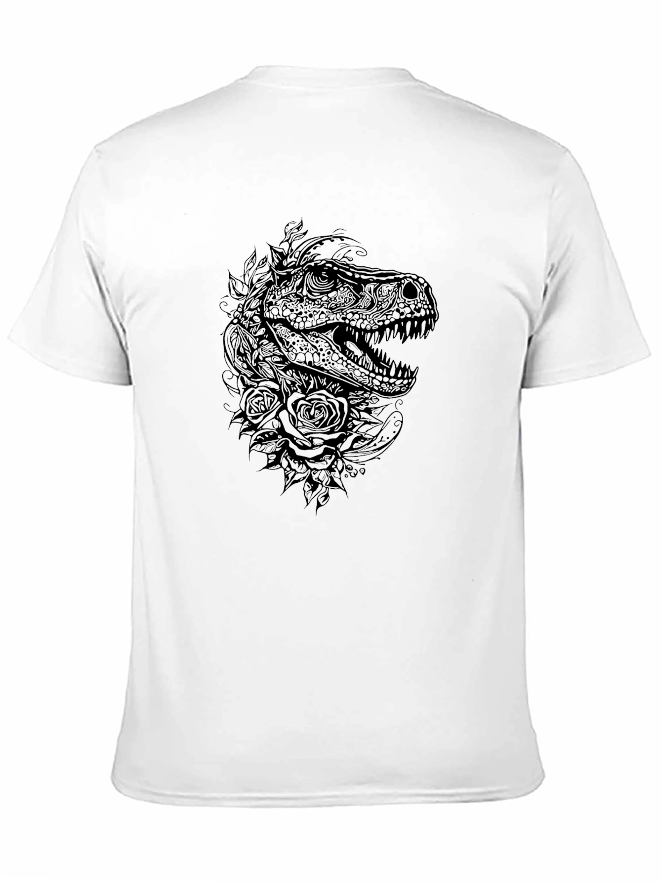 Dino & Roses Graphic Tee - Black