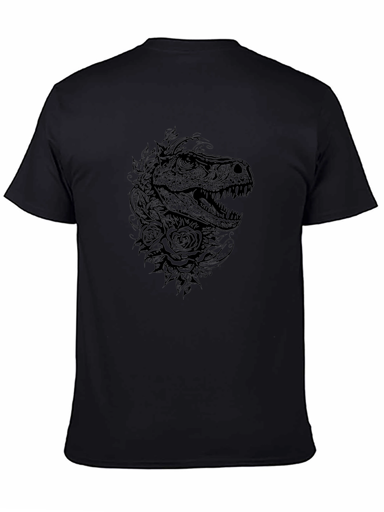 Dino & Roses Graphic Tee - Black