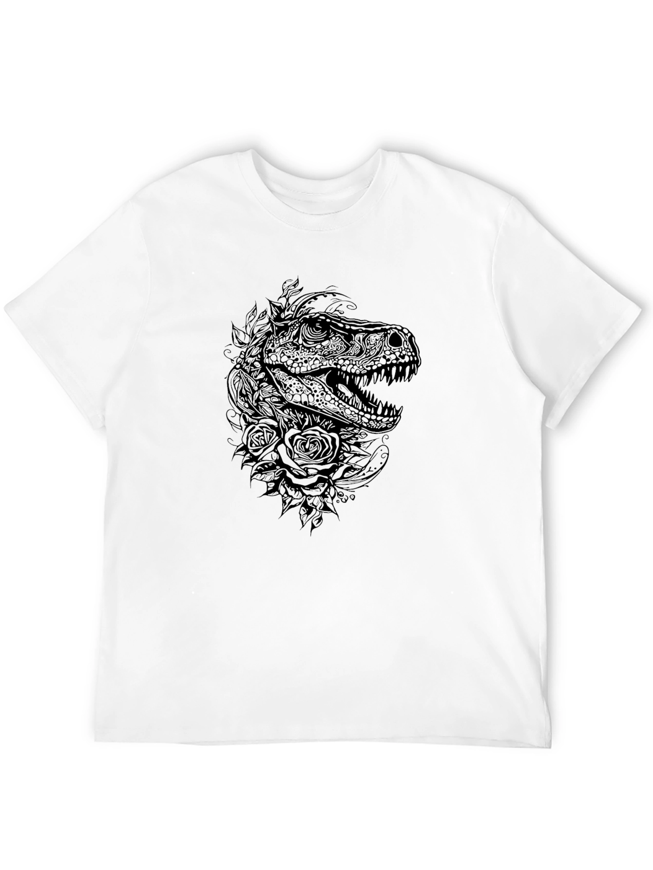 Dino & Roses Graphic Tee - Black