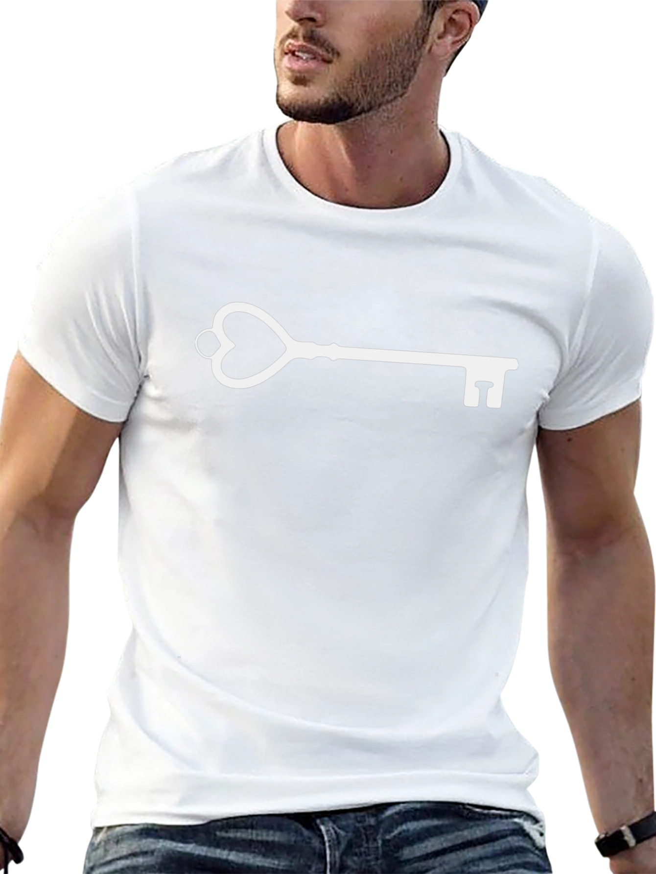 Heart Key Graphic Black T-Shirt