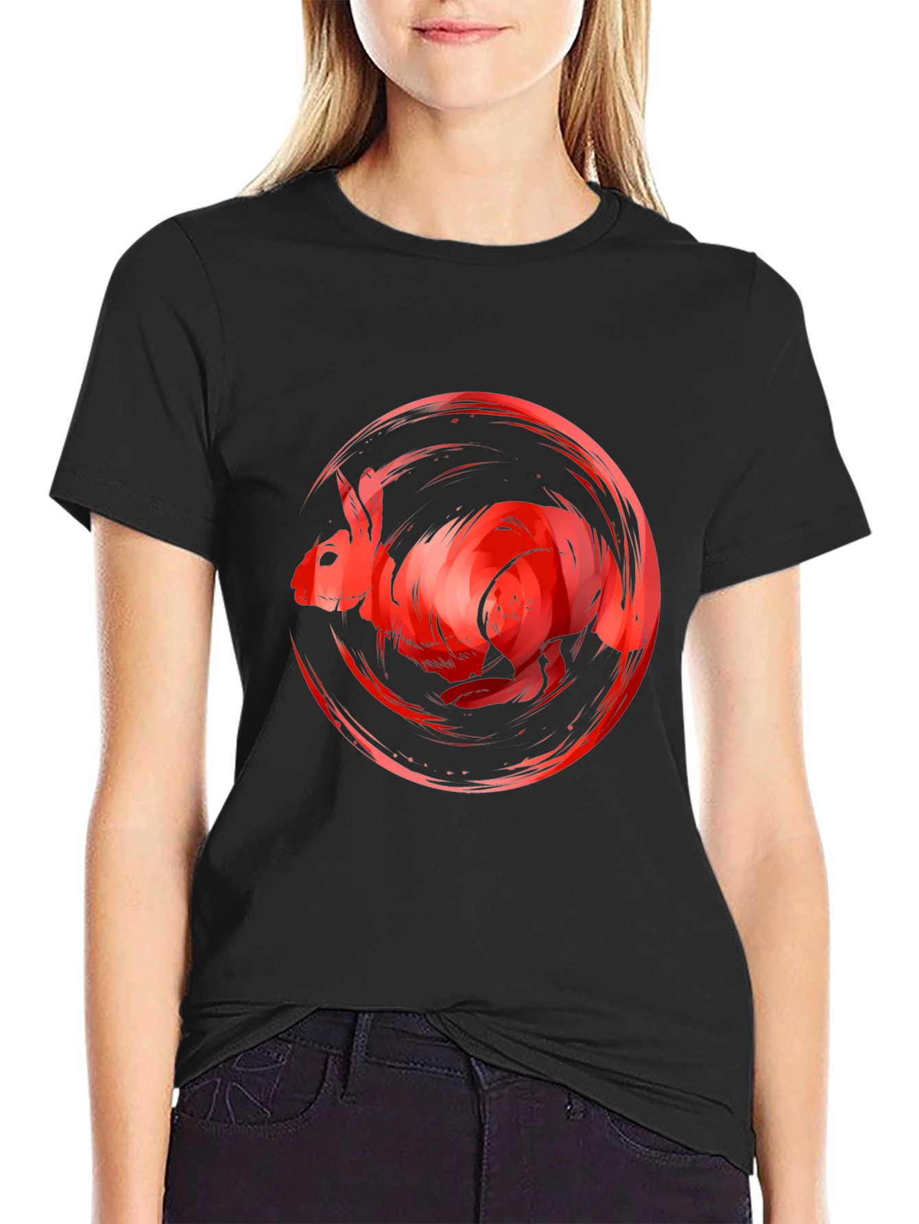 Red Rabbit Graphic Tee - Unique Artistic Design