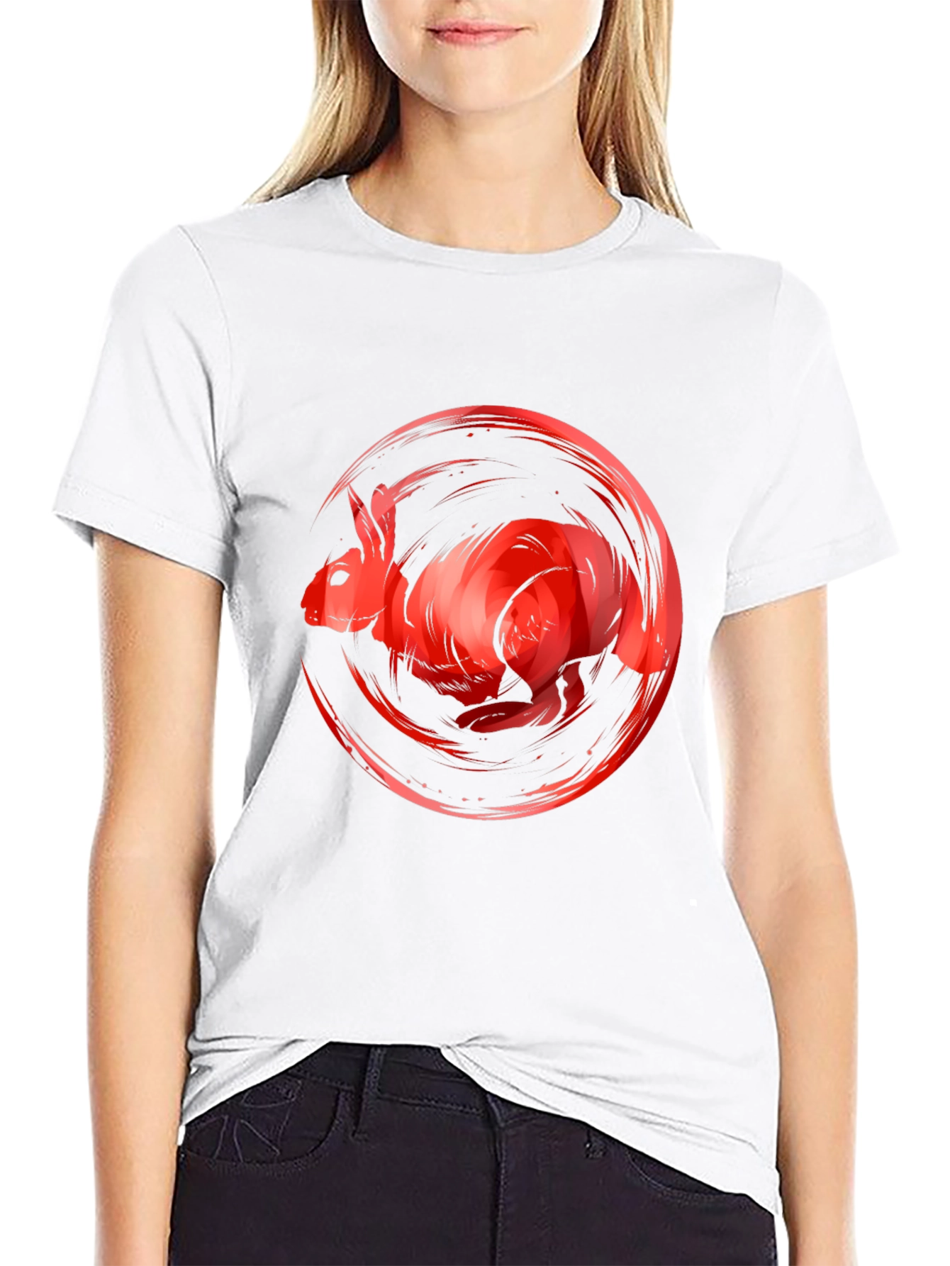 Red Rabbit Graphic Tee - Unique Artistic Design