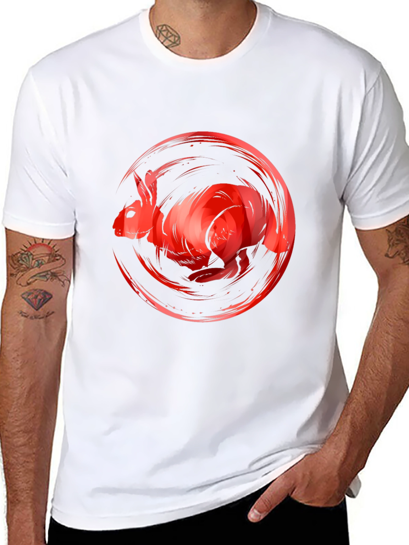 Red Rabbit Graphic Tee - Unique Artistic Design