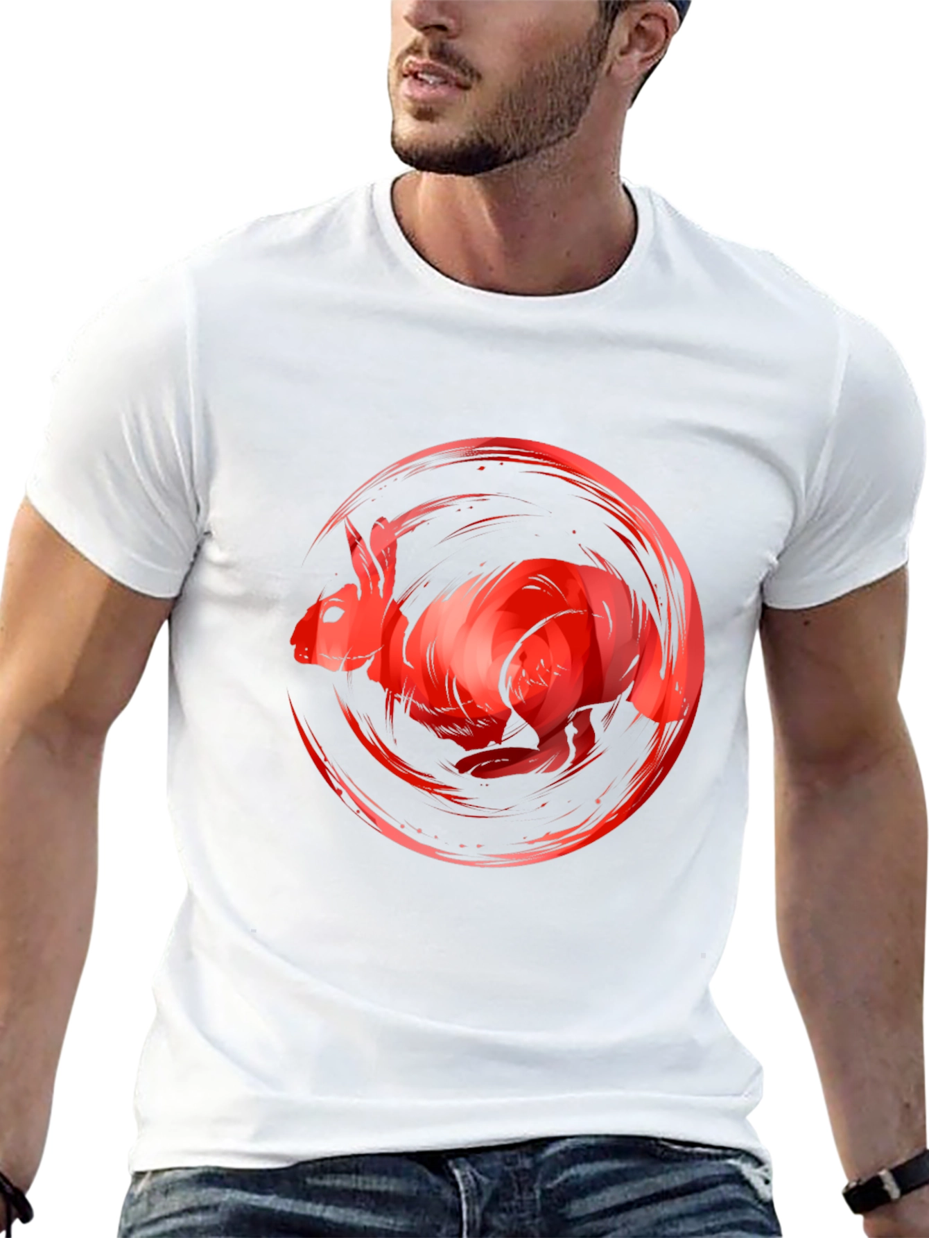 Red Rabbit Graphic Tee - Unique Artistic Design