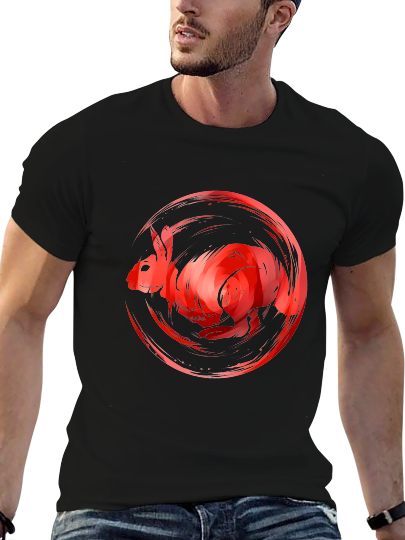 Red Rabbit Graphic Tee - Unique Artistic Design