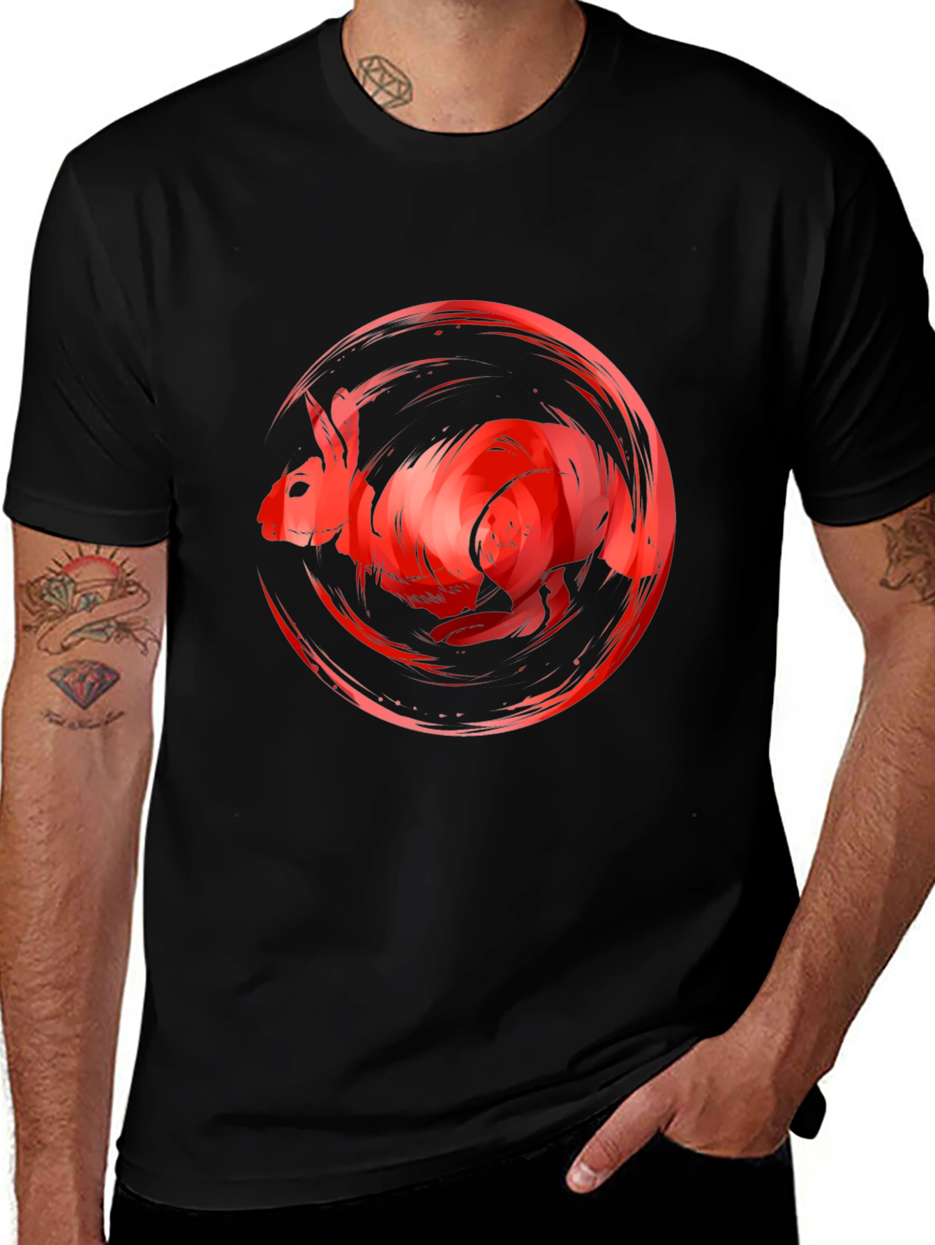 Red Rabbit Graphic Tee - Unique Artistic Design