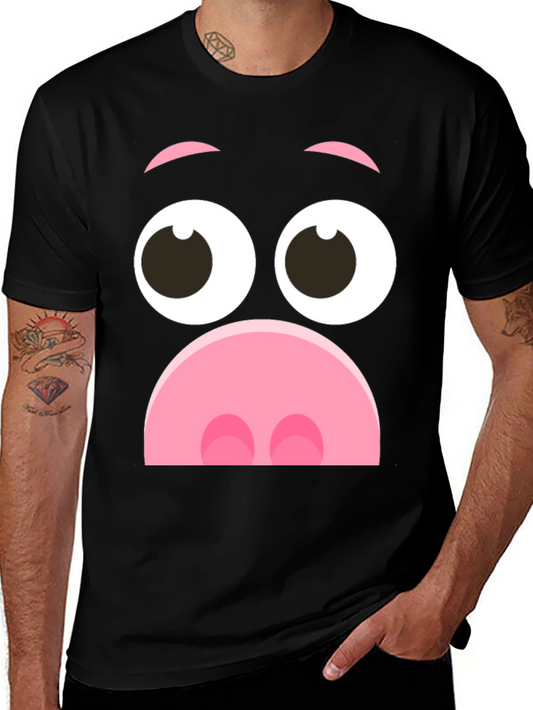 Funny Pig Face Graphic T-Shirt - Novelty Cartoon Tee