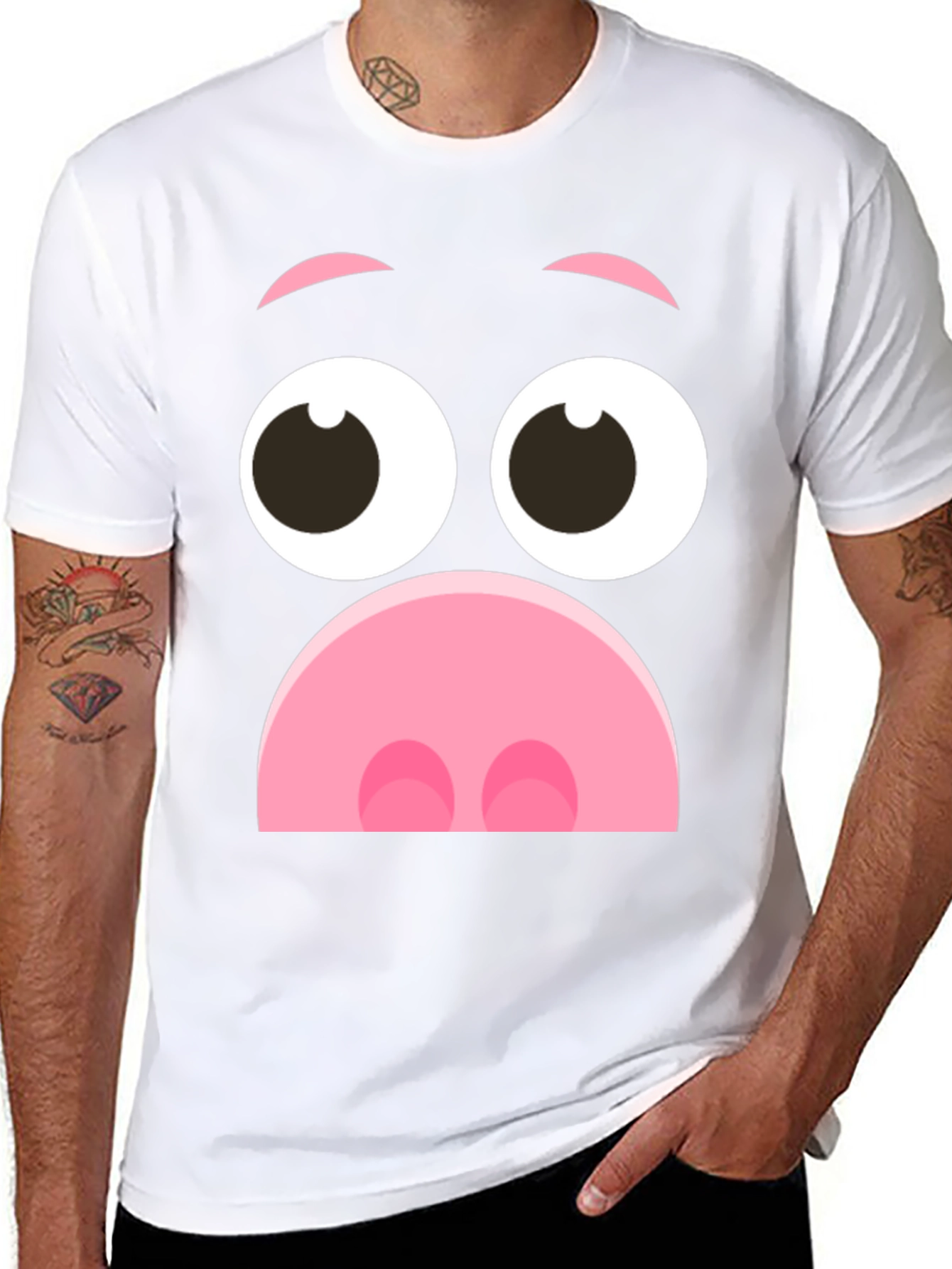 Funny Pig Face Graphic T-Shirt - Novelty Cartoon Tee