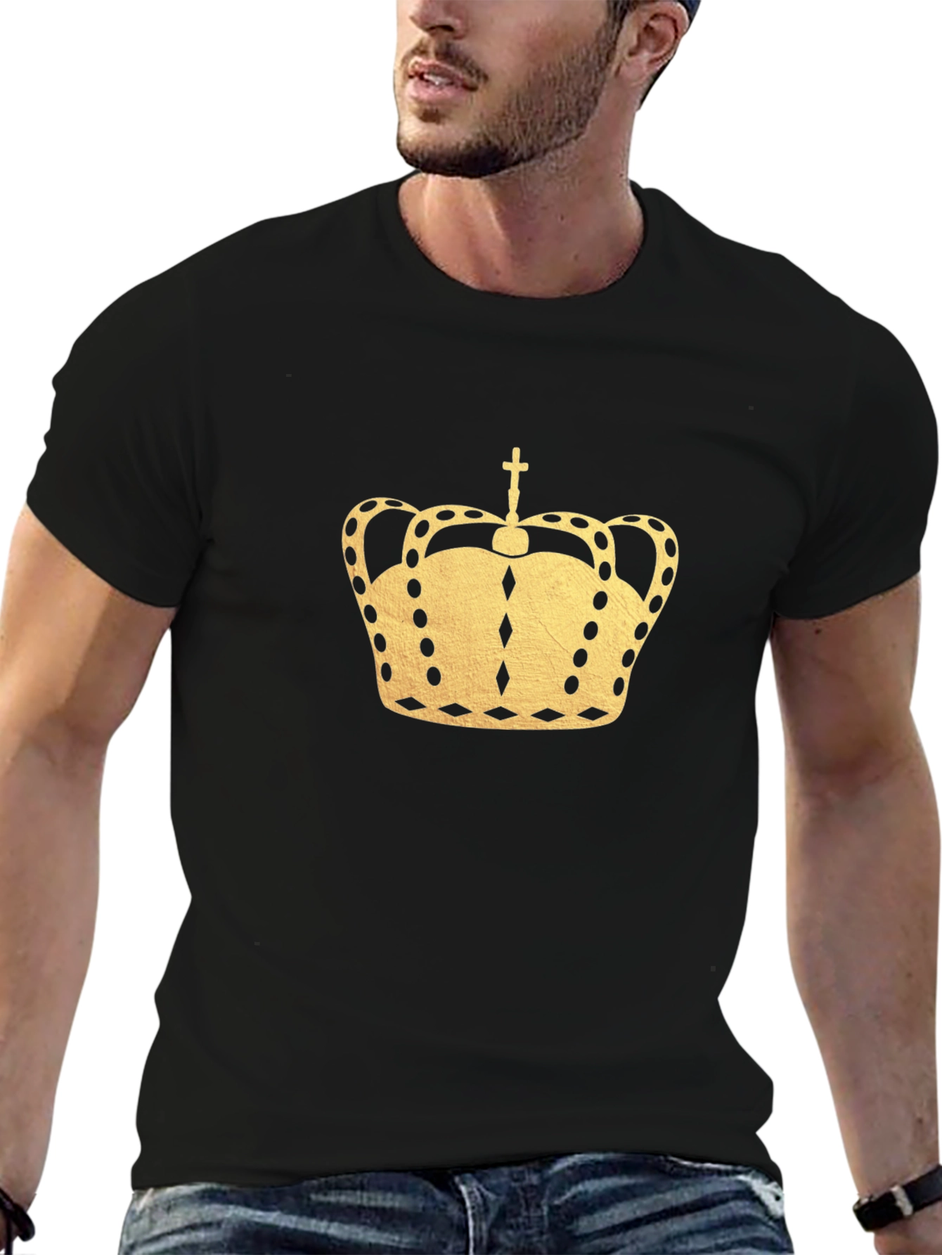 Golden Crown Graphic Black T-Shirt