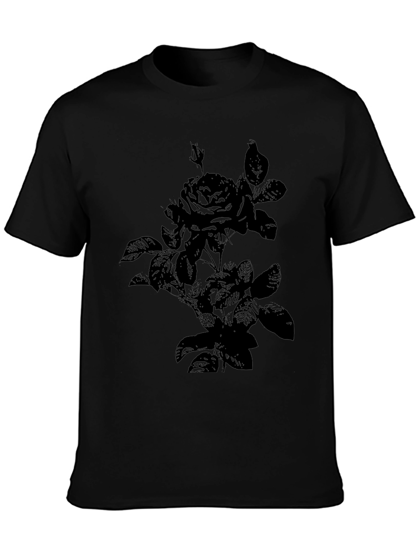 Rose Graphic Print Tee - Black