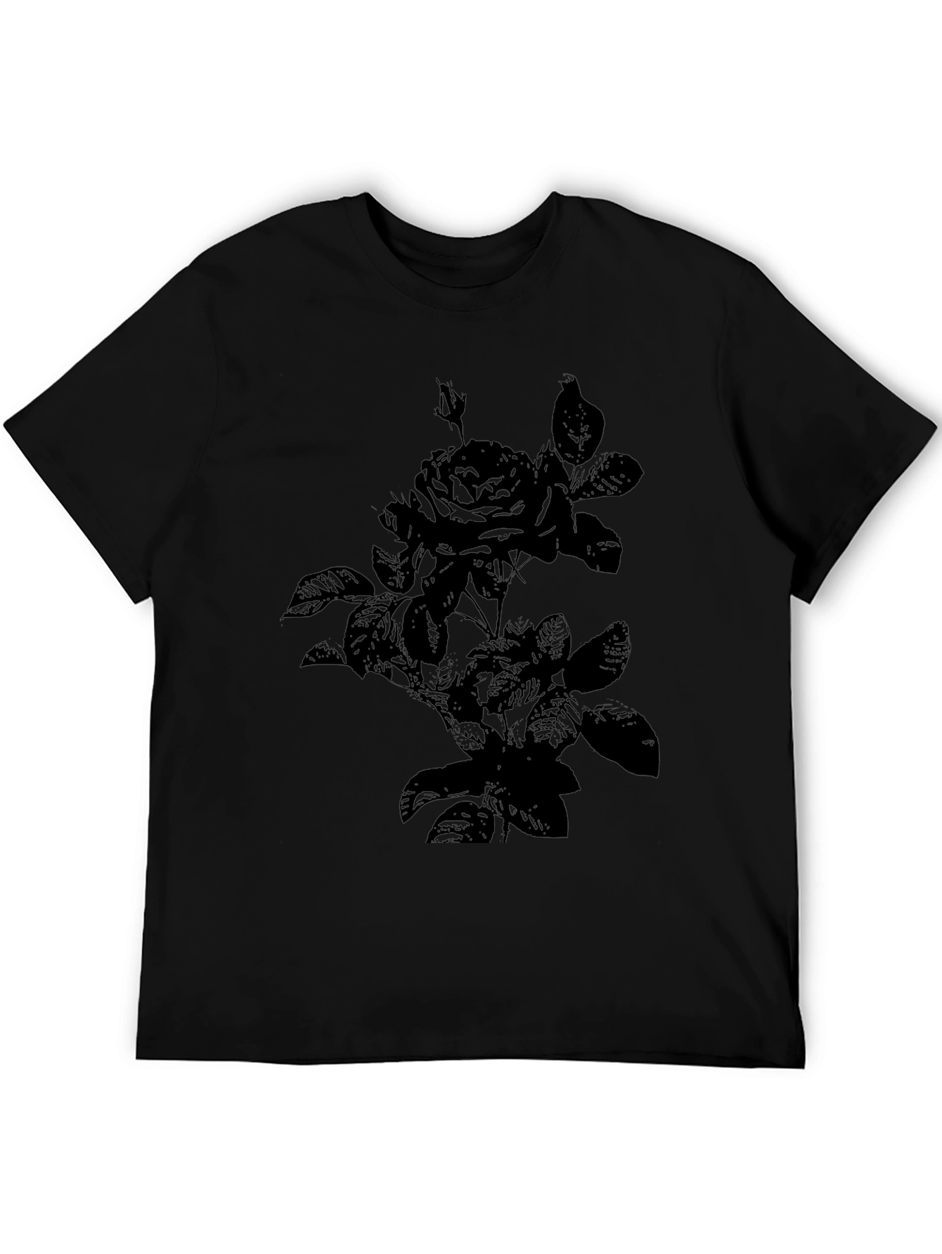 Rose Graphic Print Tee - Black
