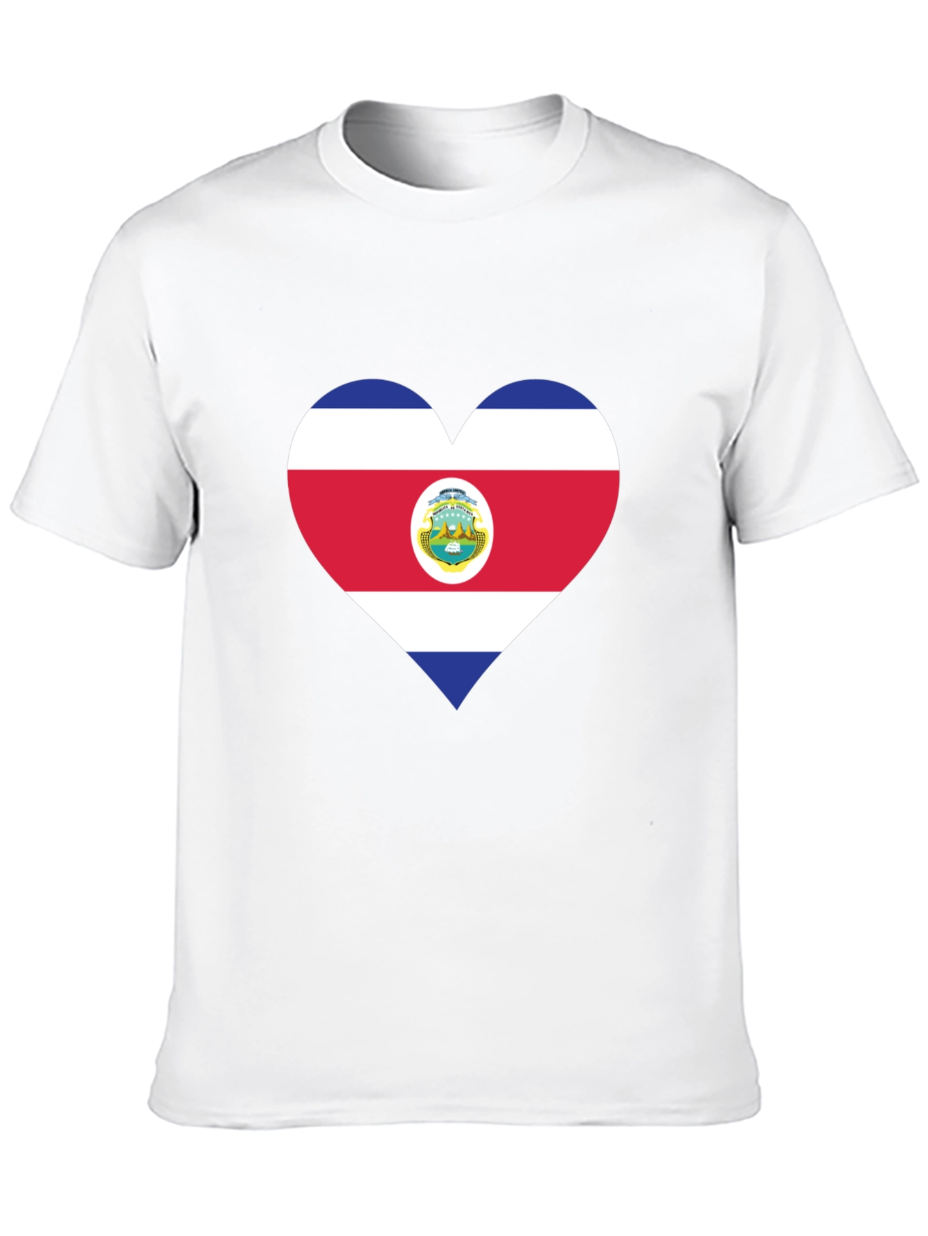 Costa Rica Flag Heart T-Shirt - Black Cotton Tee