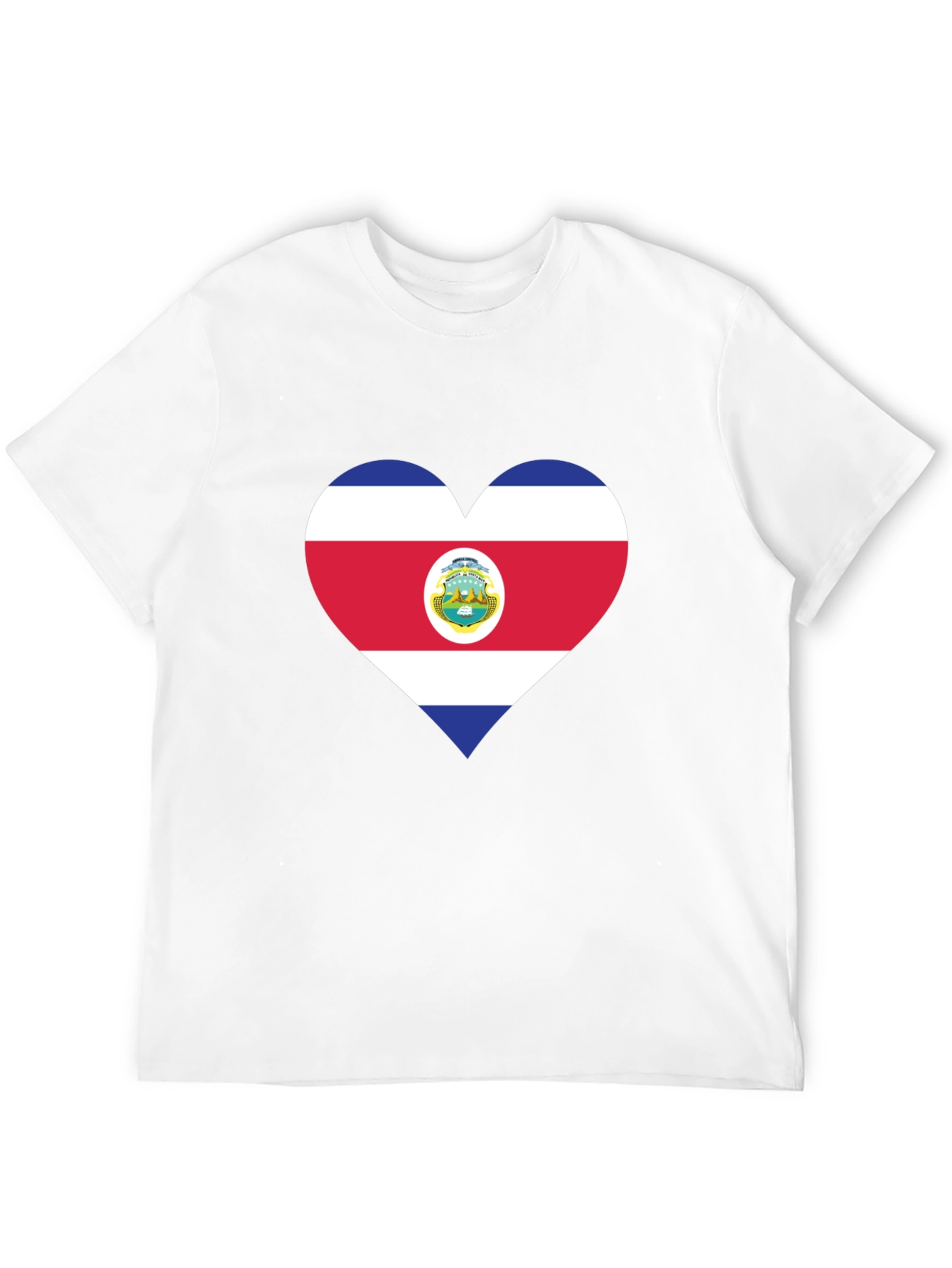 Costa Rica Flag Heart T-Shirt - Black Cotton Tee