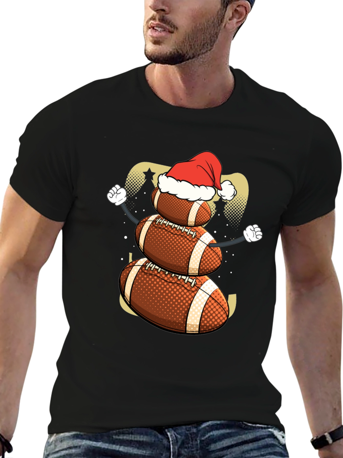 Football Snowman Christmas T-Shirt