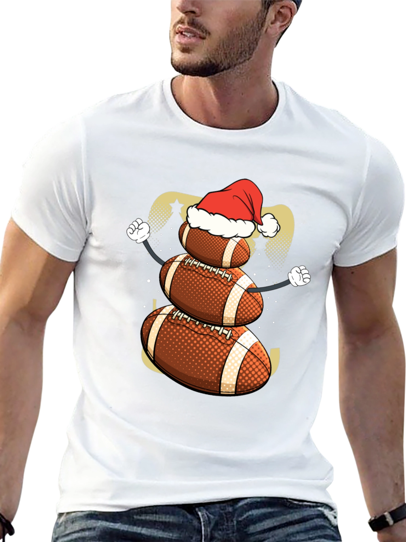 Football Snowman Christmas T-Shirt