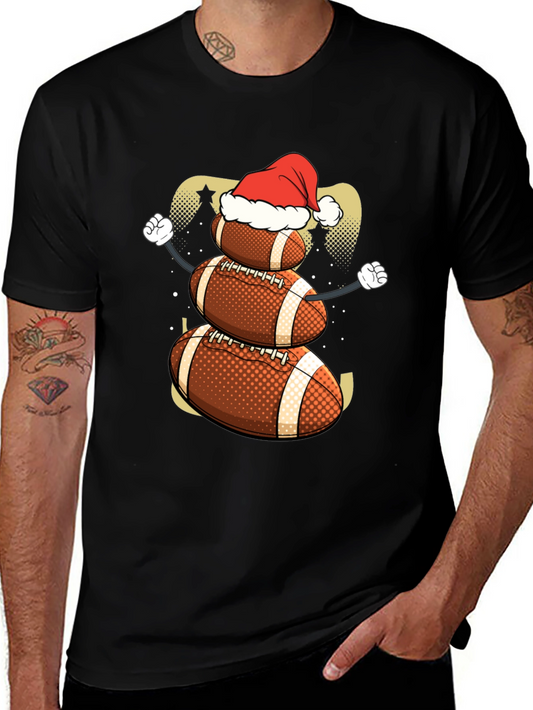 Football Snowman Christmas T-Shirt