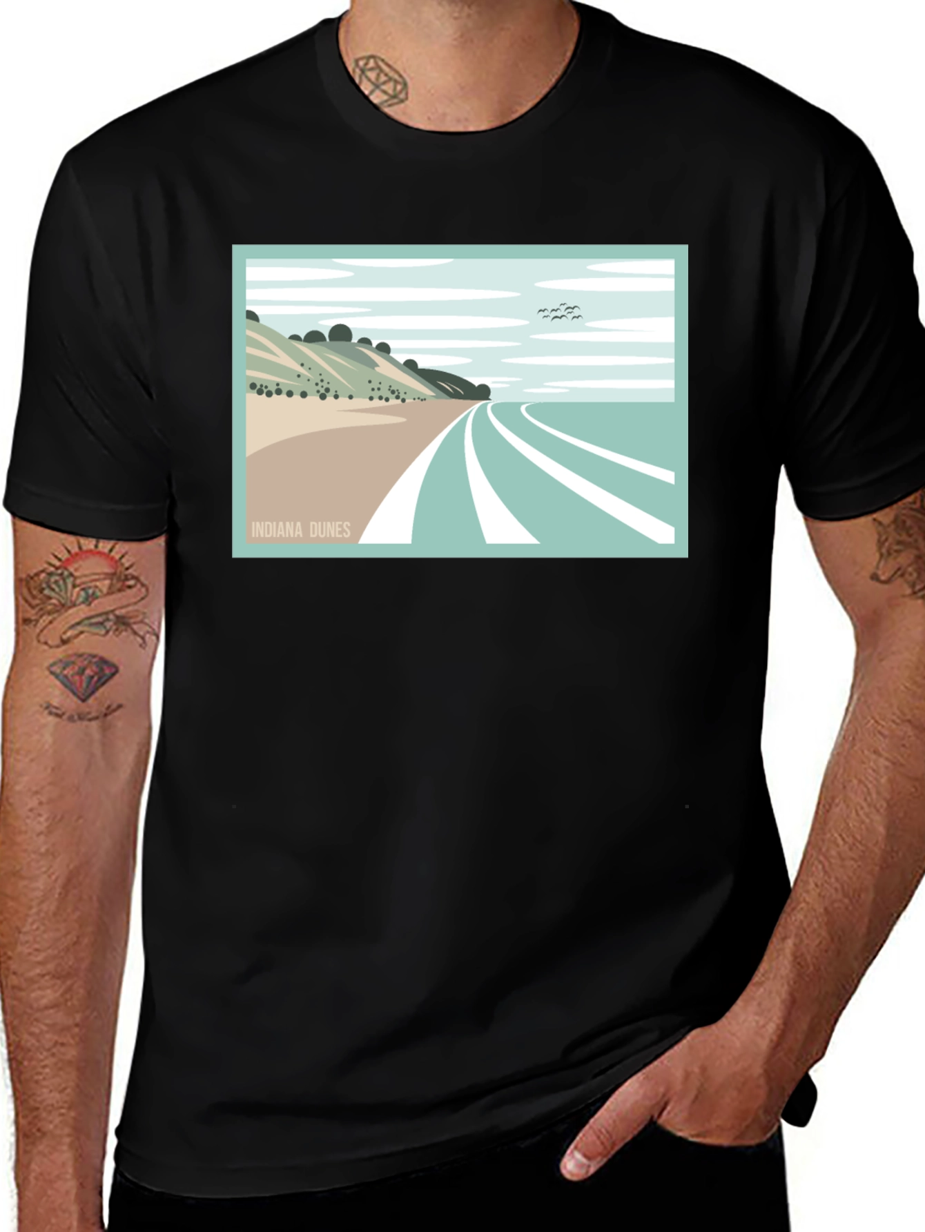 Indiana Dunes Graphic Tee - Stylish Black T-Shirt