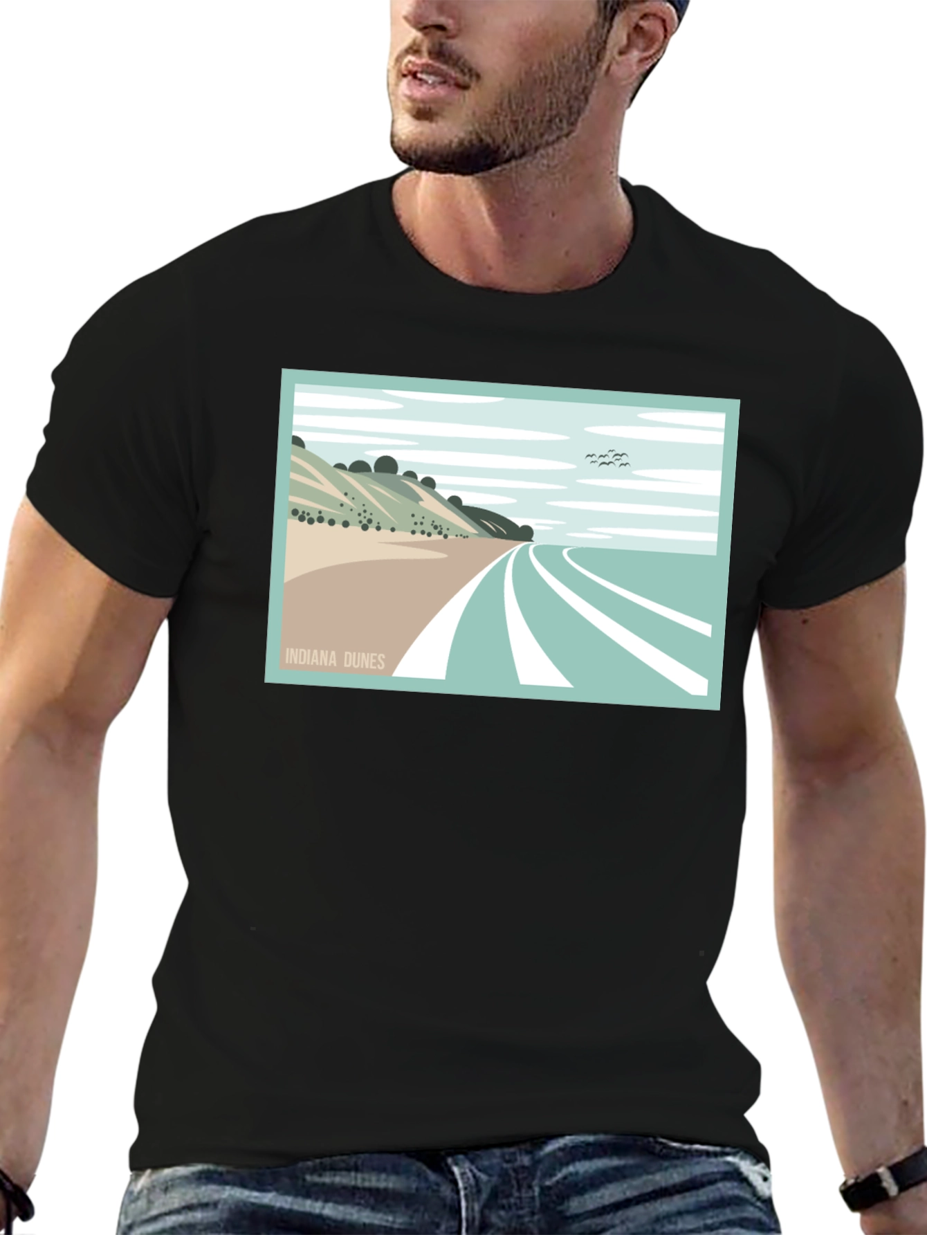 Indiana Dunes Graphic Tee - Stylish Black T-Shirt