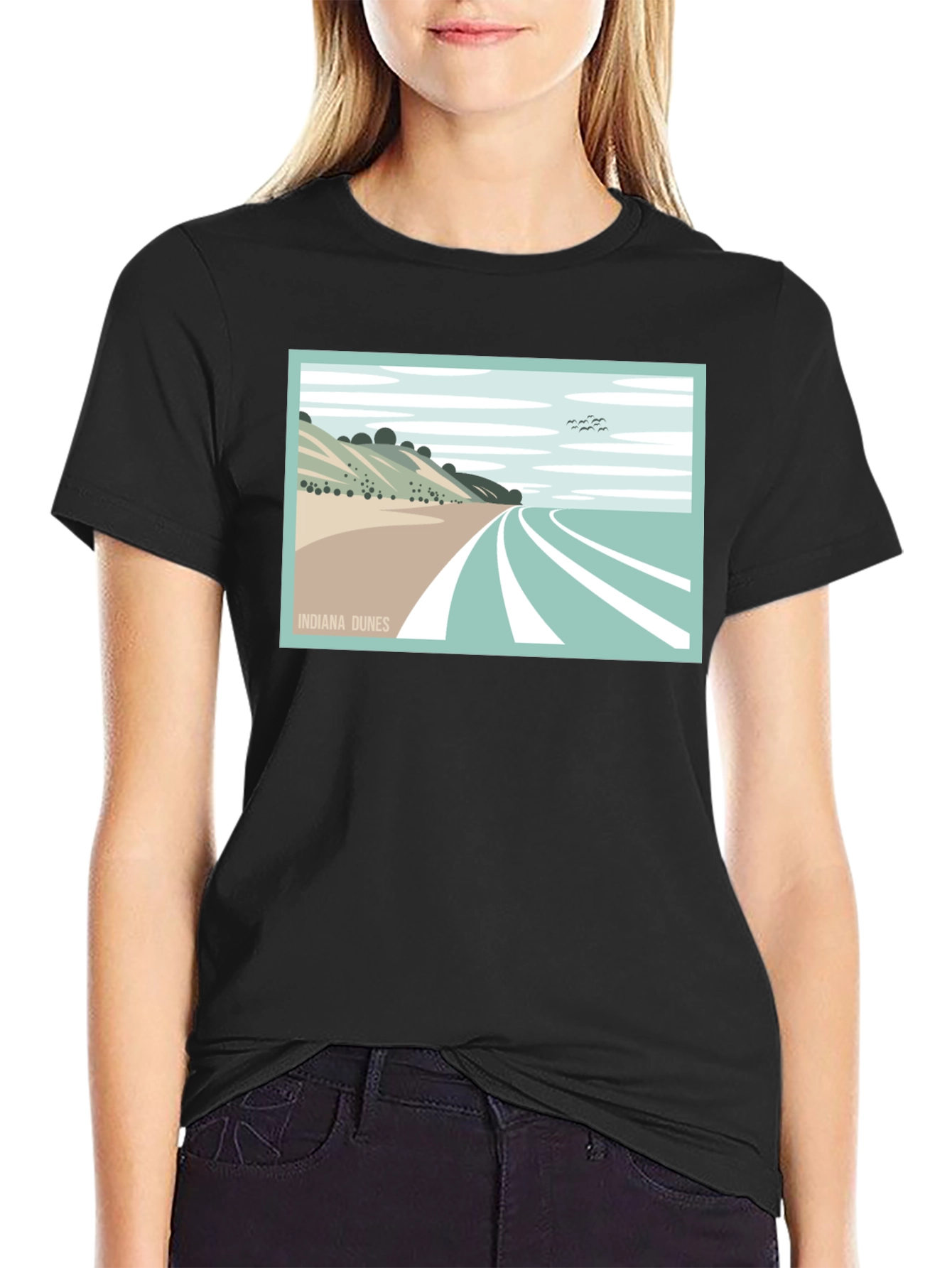 Indiana Dunes Graphic Tee - Stylish Black T-Shirt