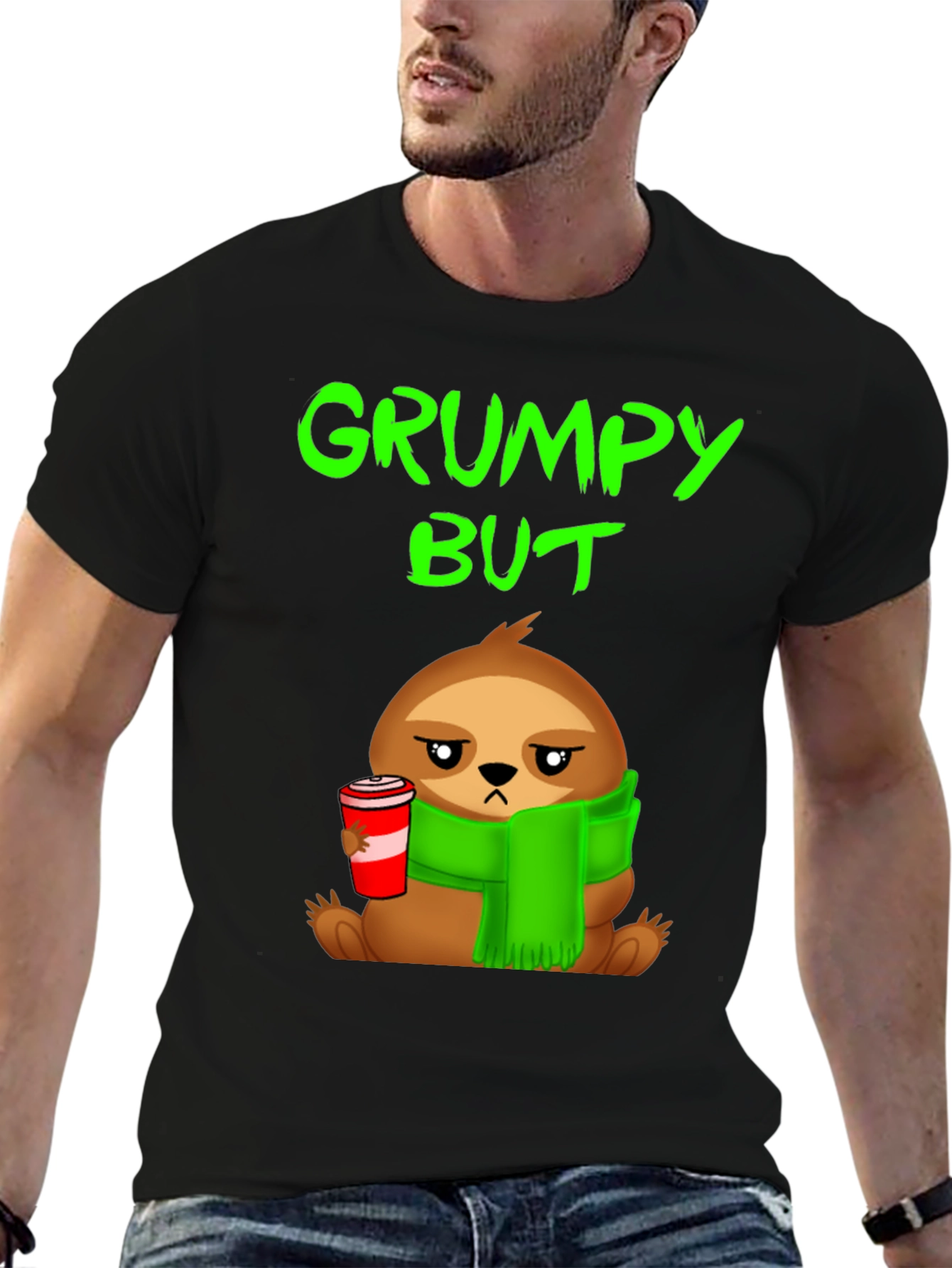 Grumpy Sloth T-Shirt - Coffee Lover