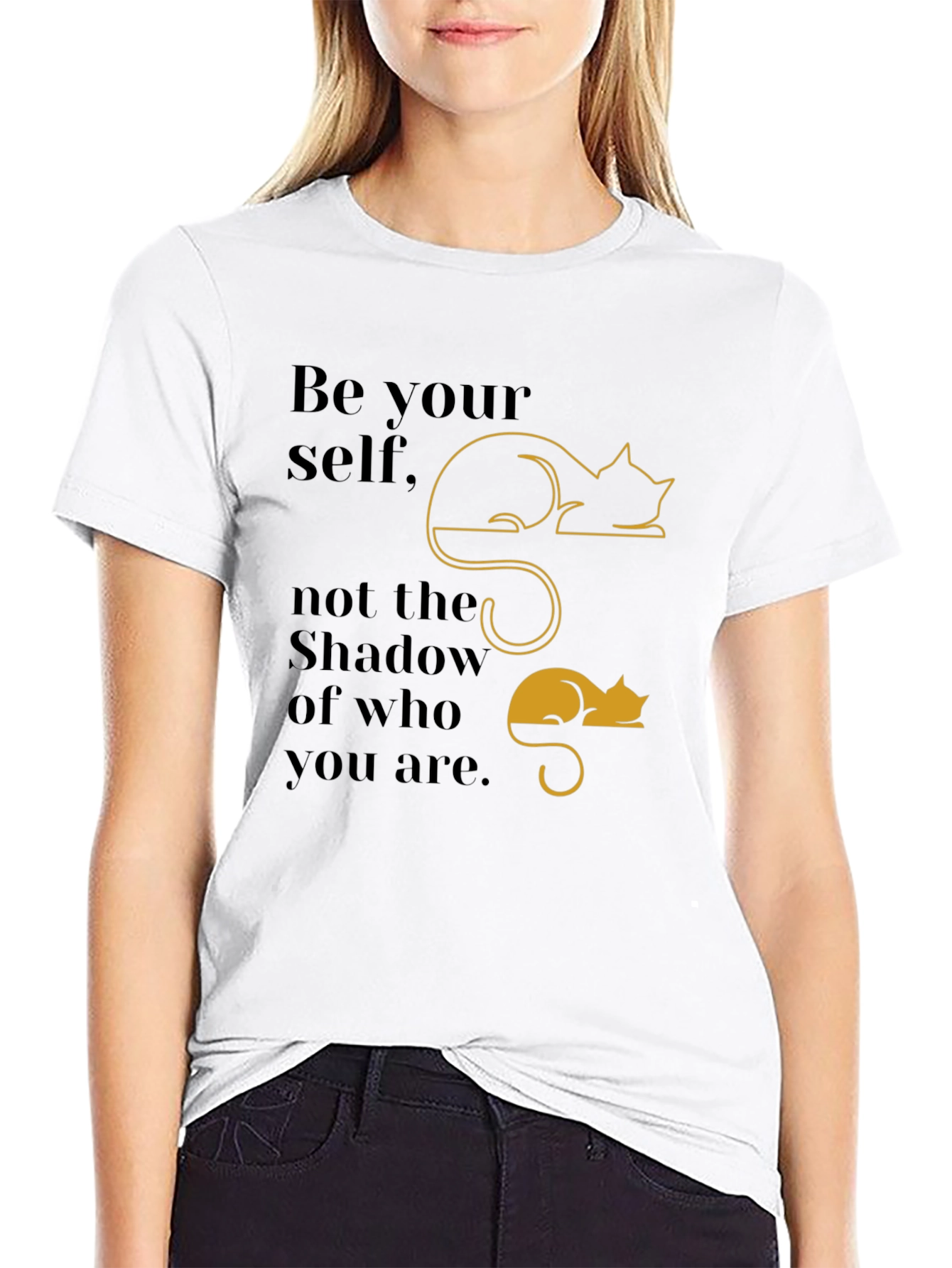 Be Yourself T-Shirt with Cat Shadow Design