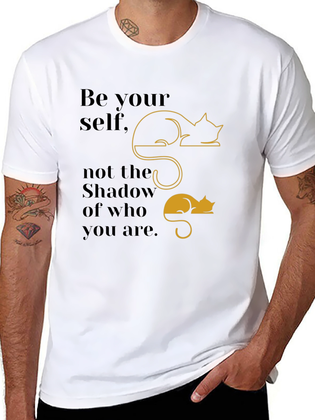 Be Yourself T-Shirt with Cat Shadow Design