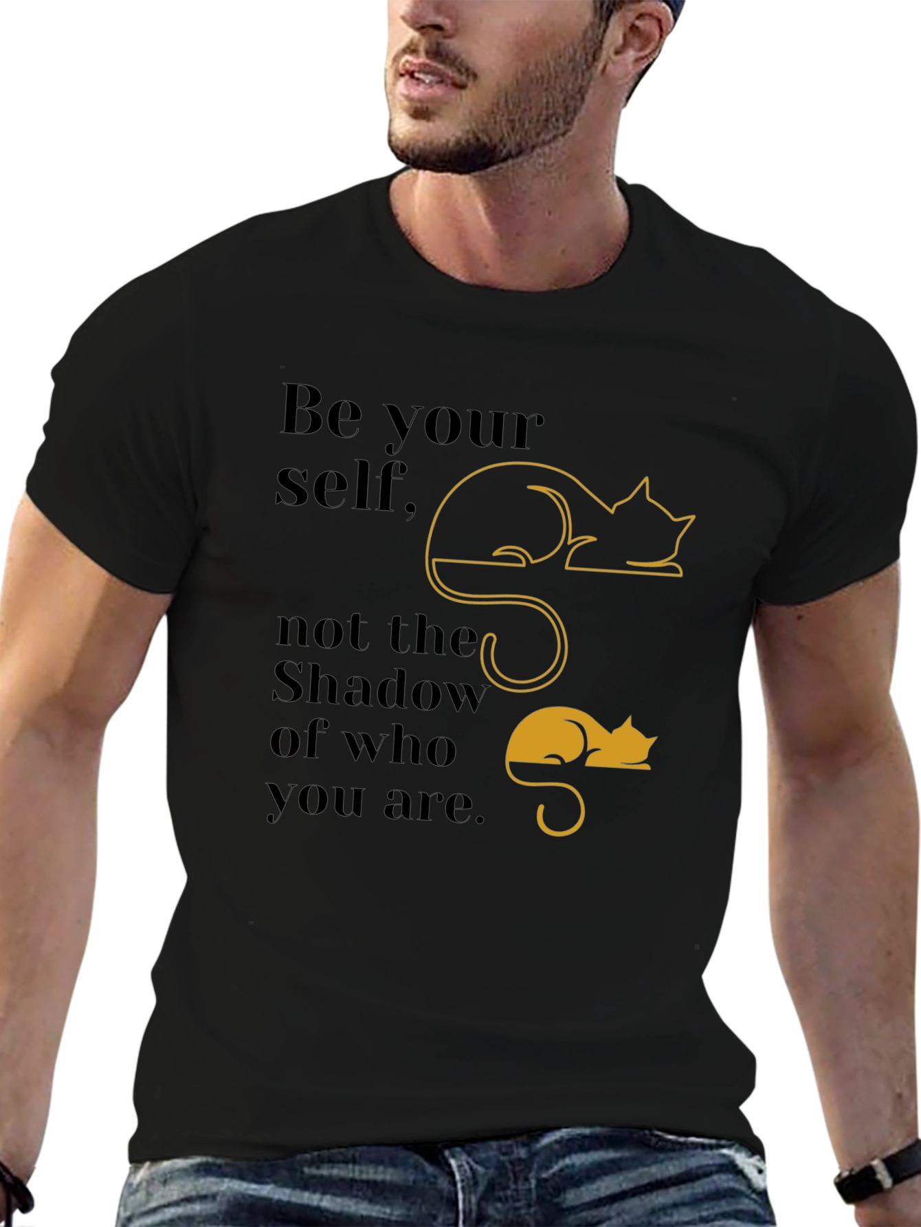 Be Yourself T-Shirt with Cat Shadow Design