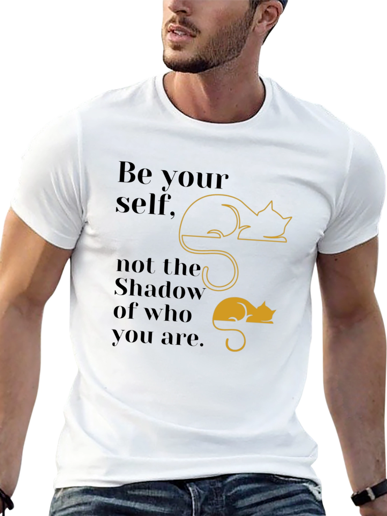 Be Yourself T-Shirt with Cat Shadow Design