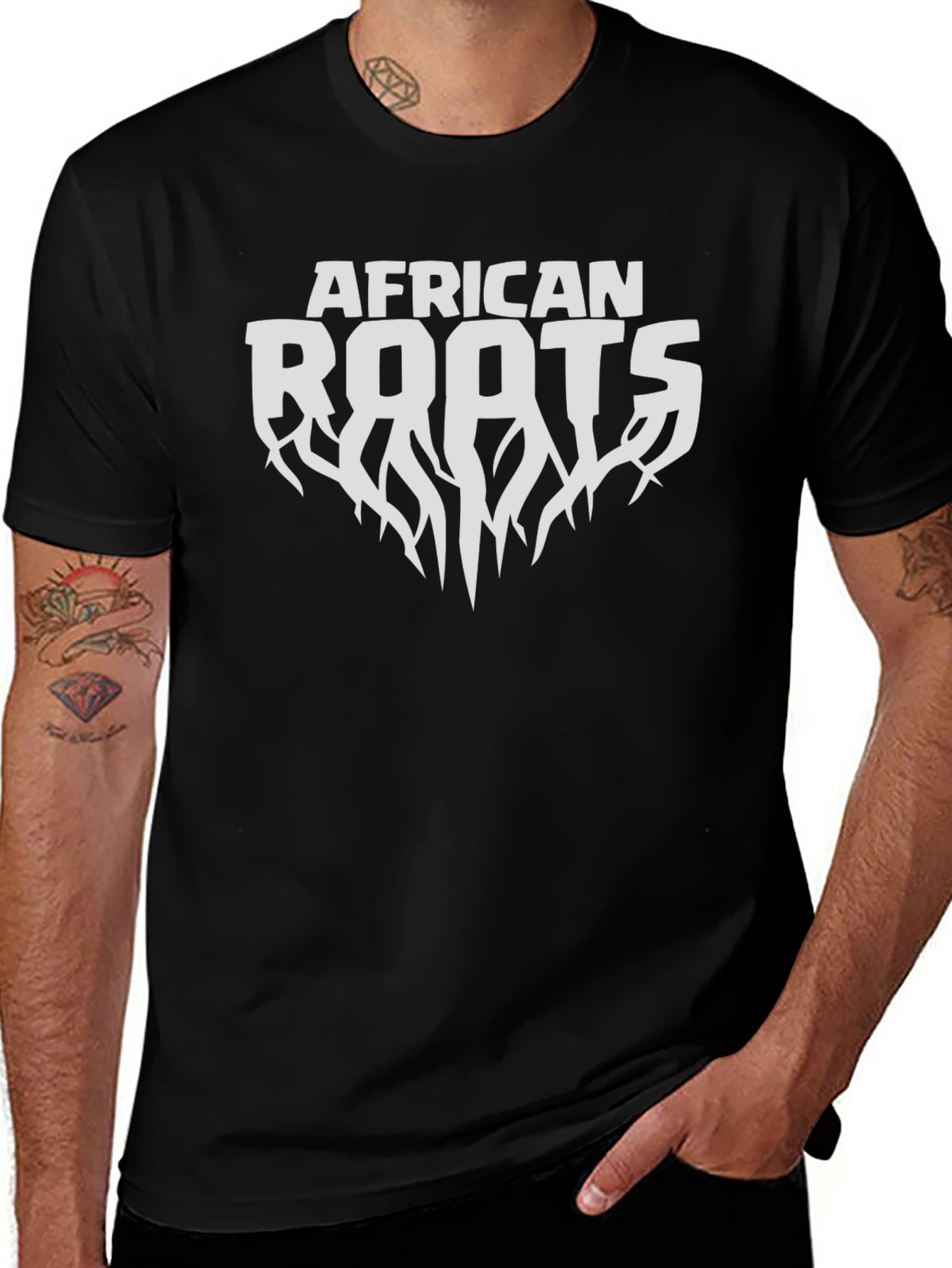 African Roots Black T-Shirt - Graphic Tee
