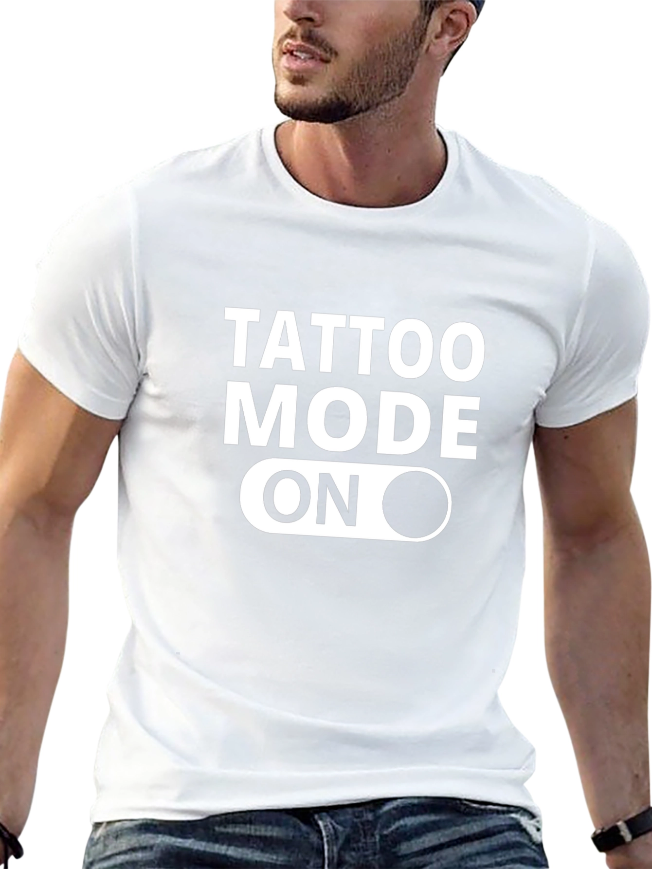 Tattoo Mode On Graphic Tee - Black Cotton Blend