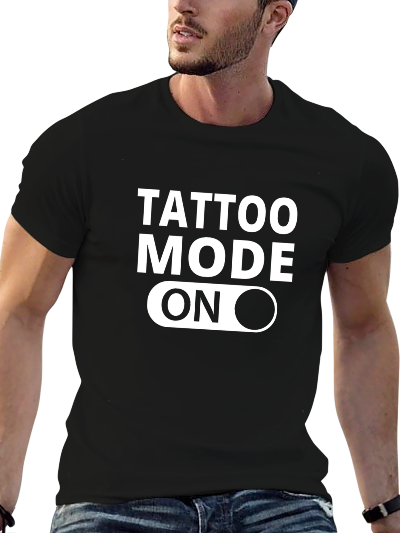 Tattoo Mode On Graphic Tee - Black Cotton Blend