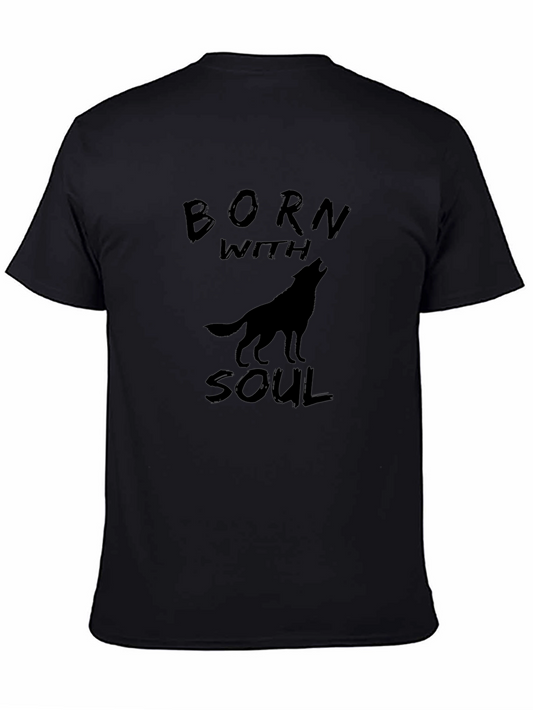 Born With Soul Wolf Graphic Tee - Black T-Shirt