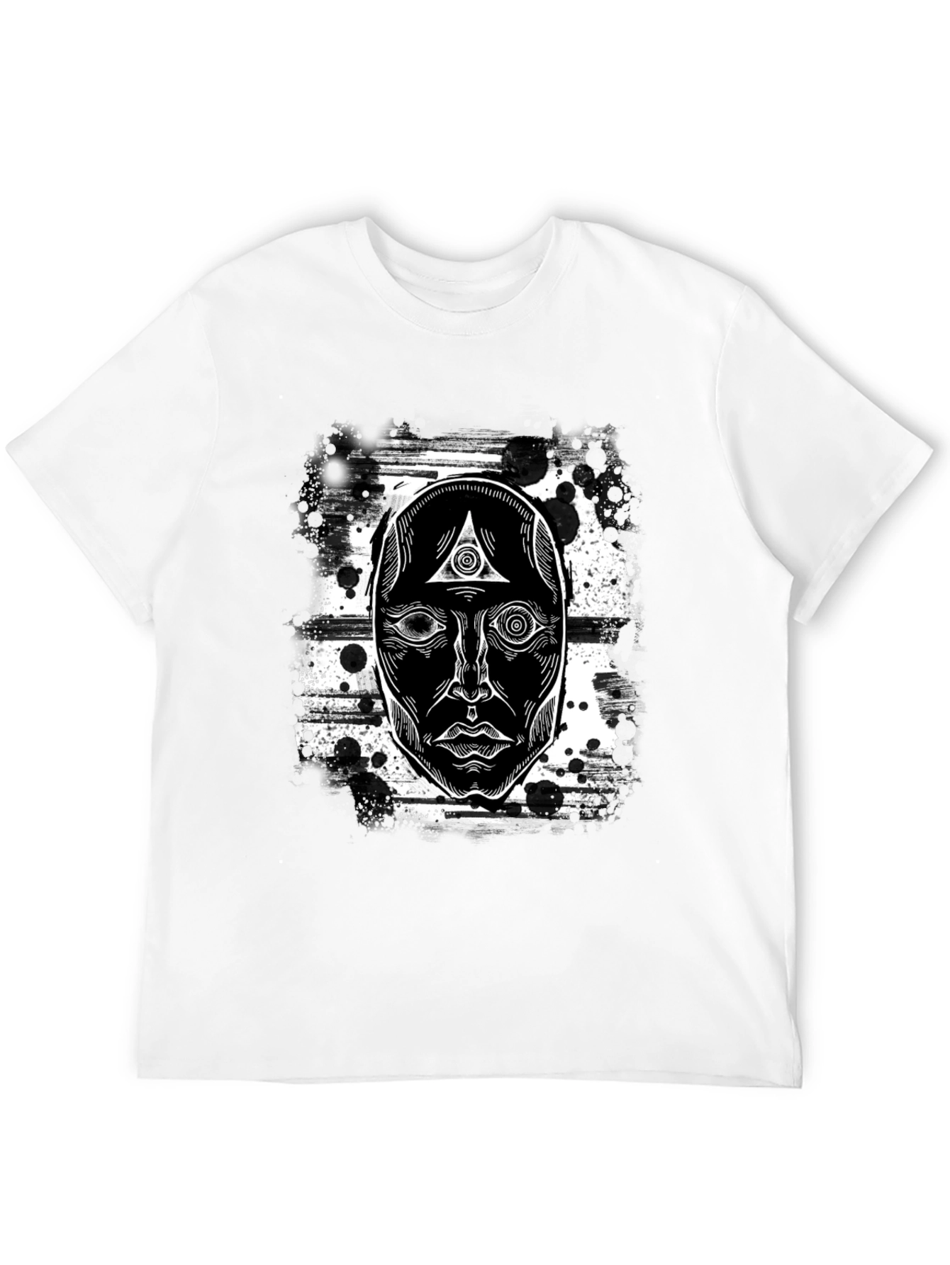 Mystic Face Graphic Black T-Shirt - Unique Design