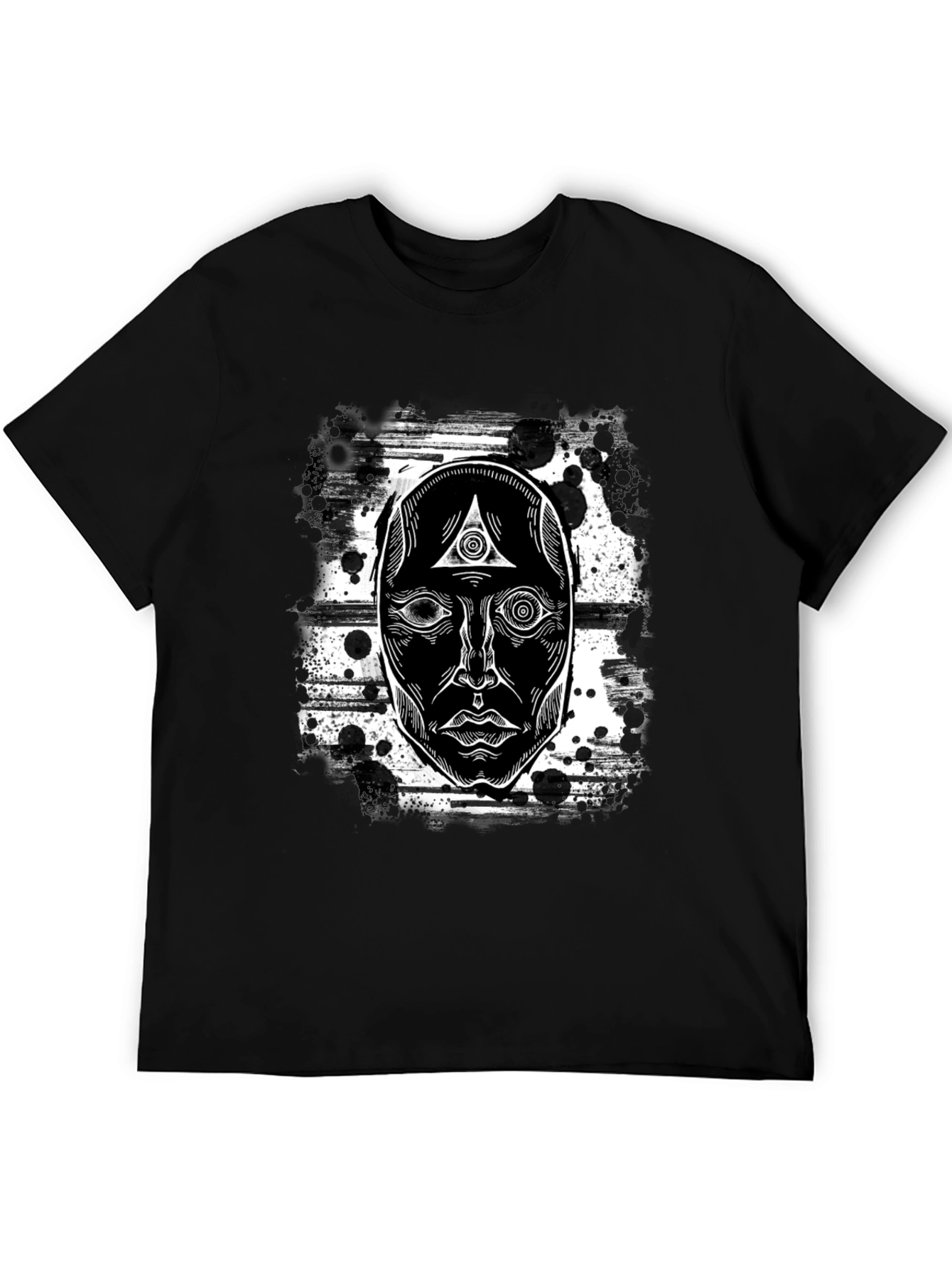 Mystic Face Graphic Black T-Shirt - Unique Design