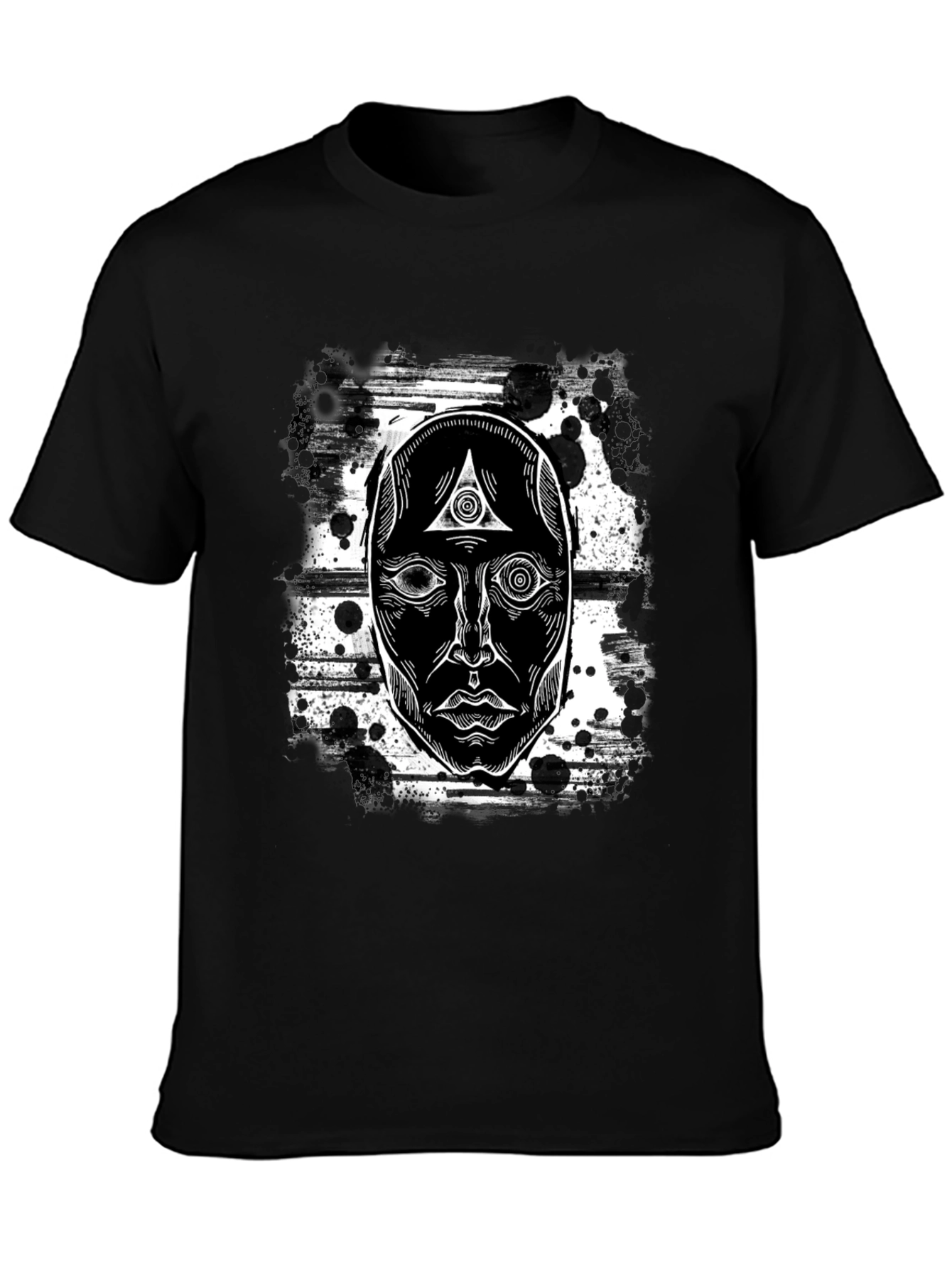 Mystic Face Graphic Black T-Shirt - Unique Design