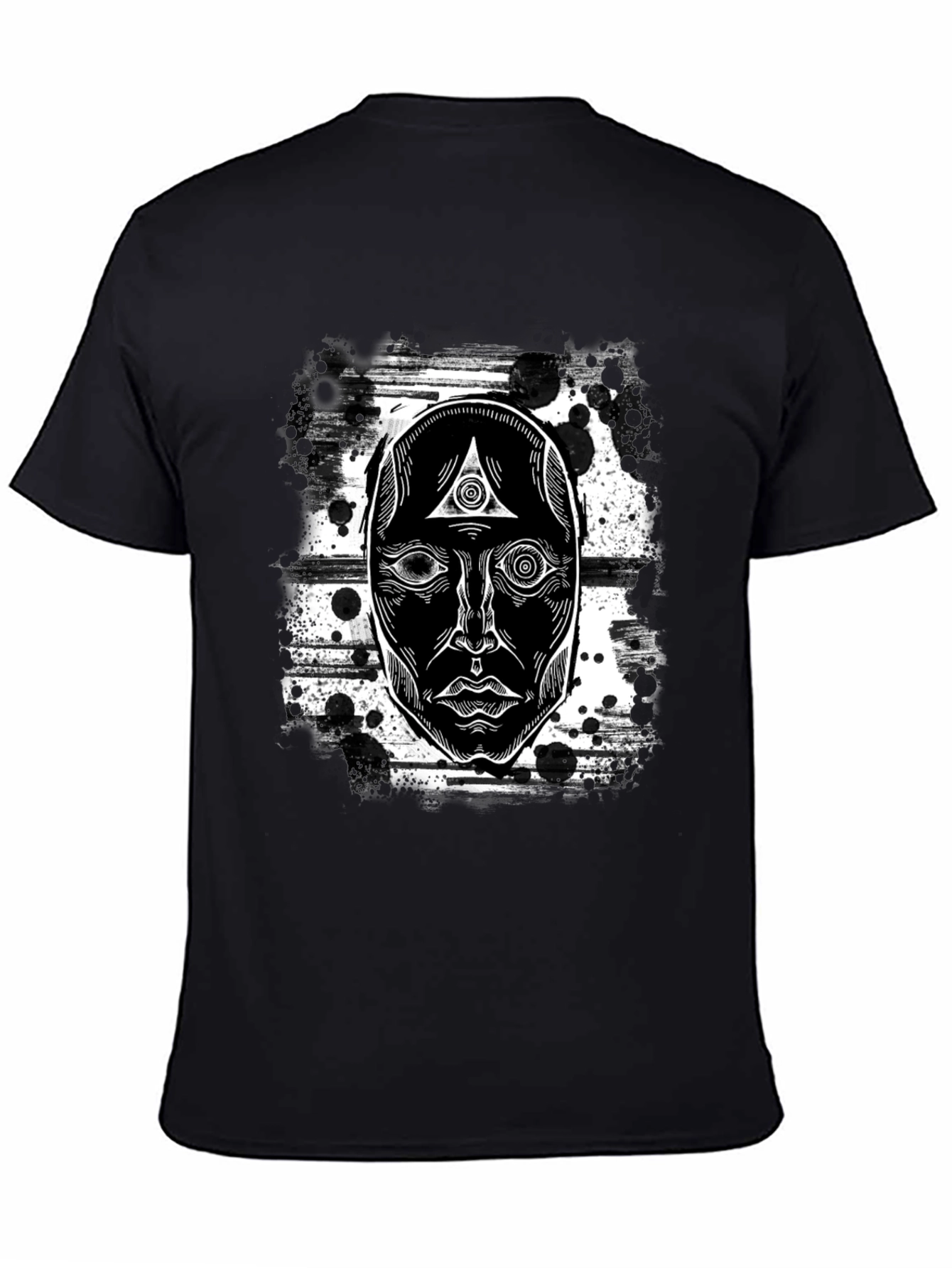 Mystic Face Graphic Black T-Shirt - Unique Design