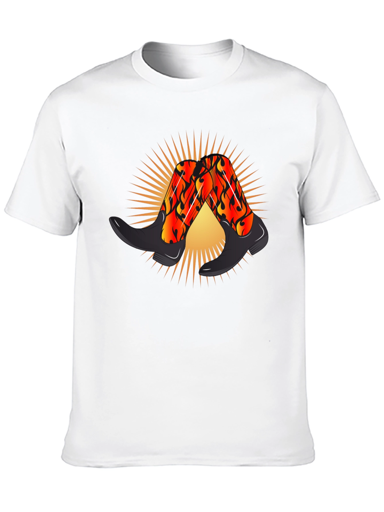 Fiery Cowboy Boots Graphic Black T-Shirt