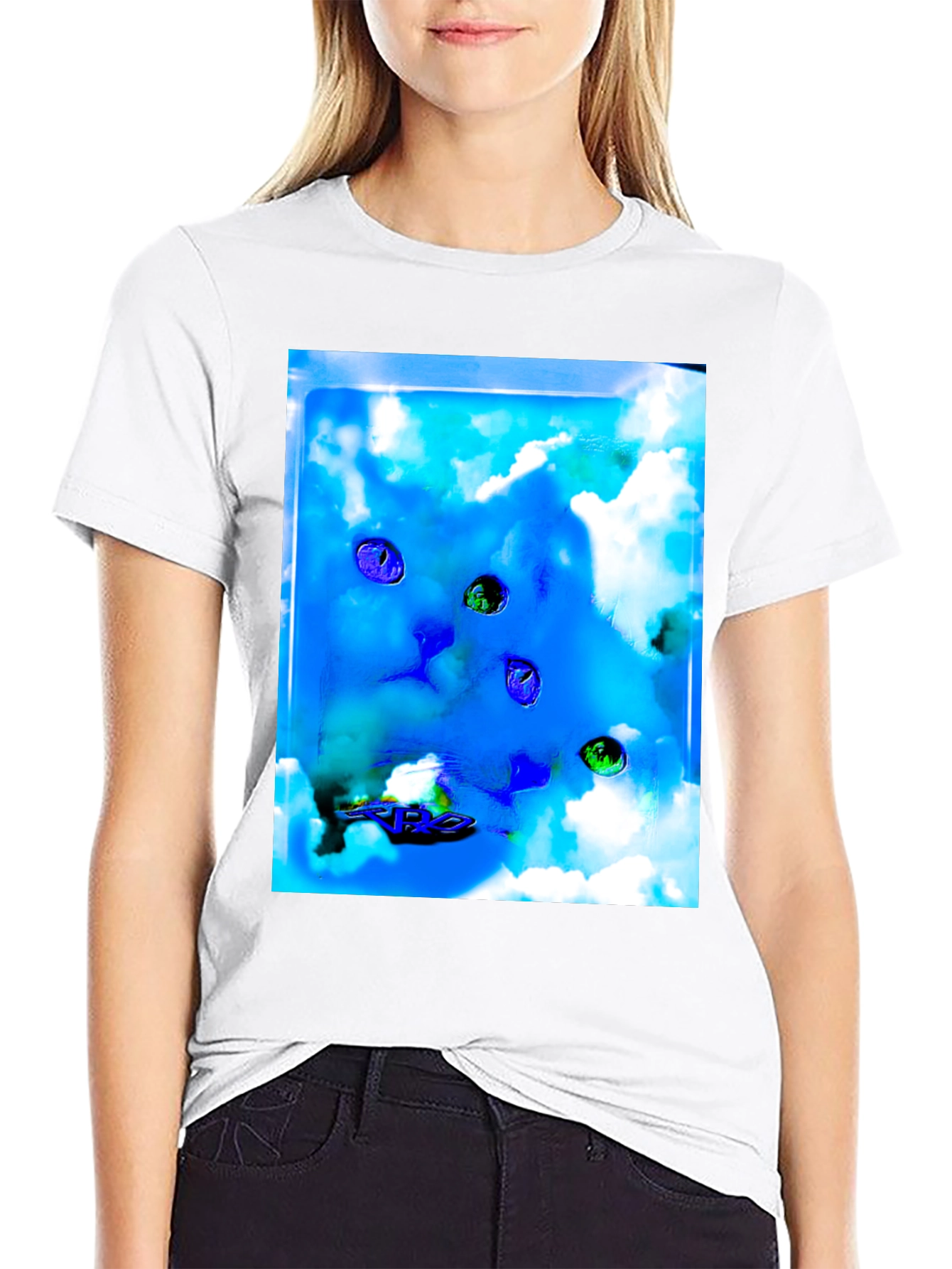 Cloud Cat T-Shirt - Abstract Graphic Tee