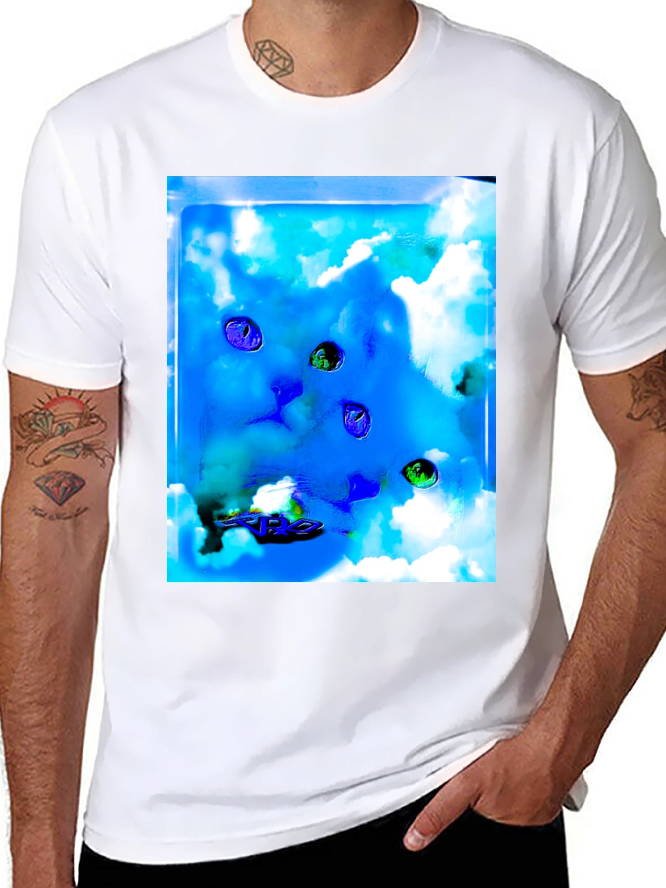Cloud Cat T-Shirt - Abstract Graphic Tee