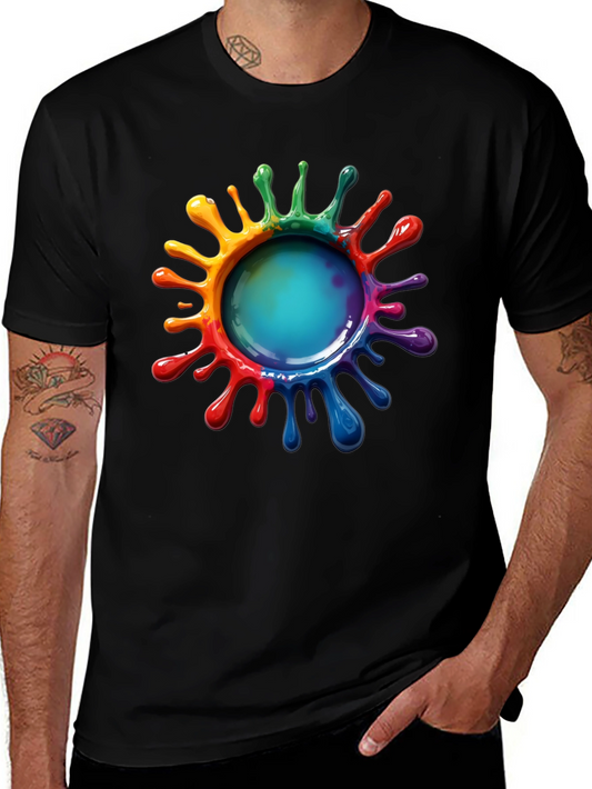 Rainbow Splash Graphic Tee - Bold Colorful Design