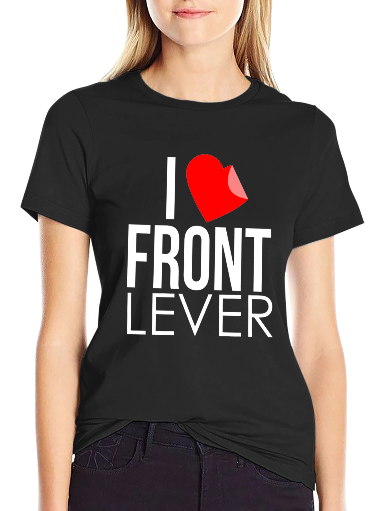 I Love Front Lever Black T-Shirt - Fitness Apparel