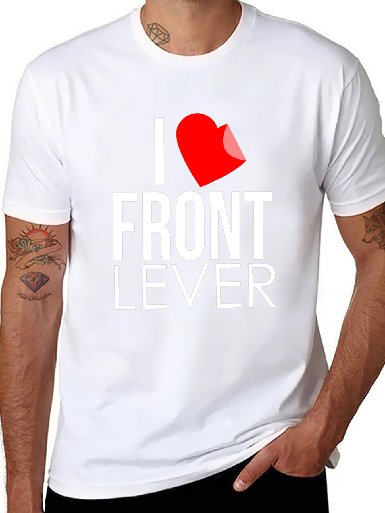 I Love Front Lever Black T-Shirt - Fitness Apparel